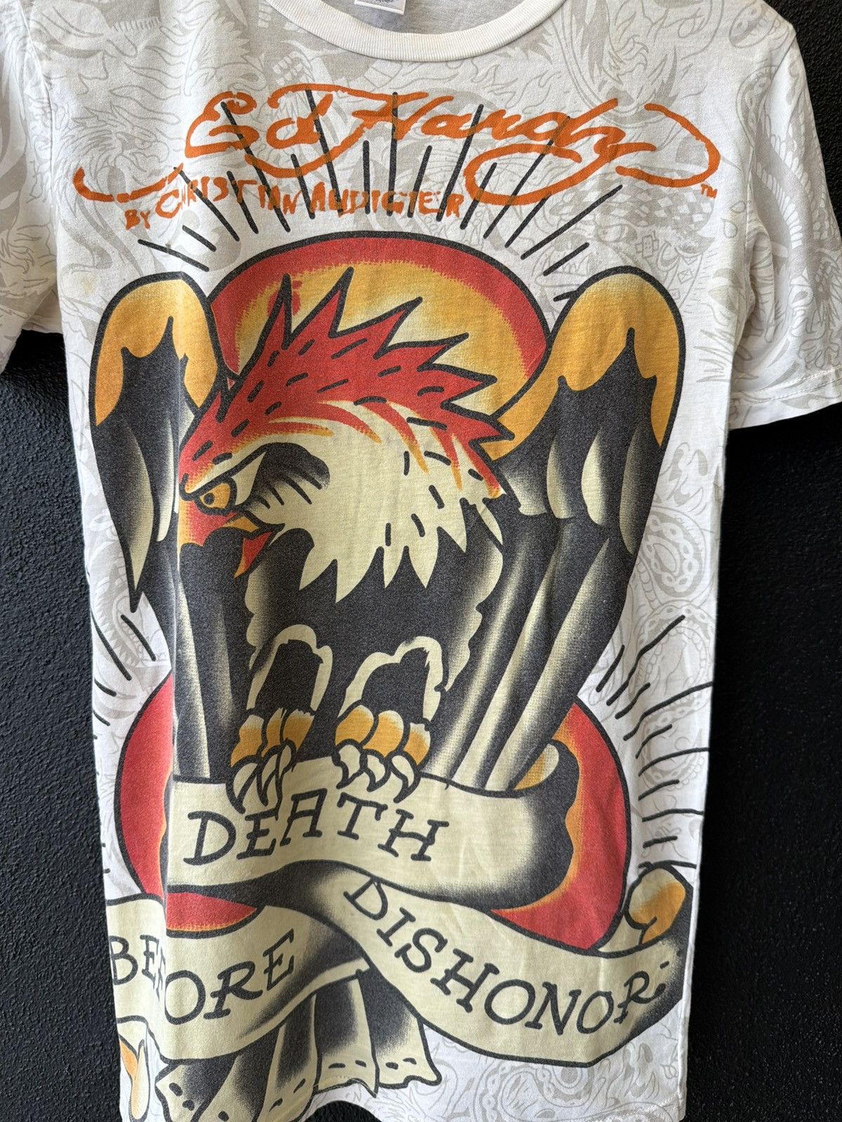 Ed Hardy × Glo Gang × Unknown London Rare Vintage AOP Y2K Ed Hardy "Death Before Dishonor" Eagle Size US XS / EU 42 / 0 - 5 Thumbnail