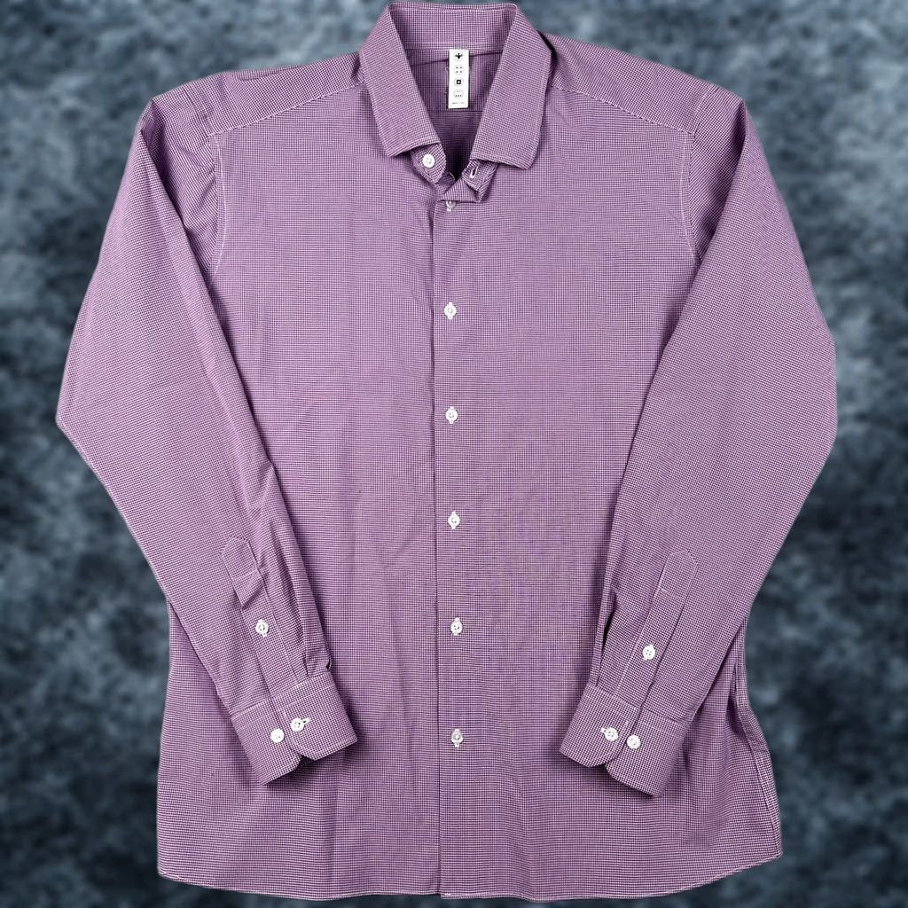 Vintage State & Liberty Shirt 2XL Purple Plaid Gingham Stretch Long Sleeve Performance Size US XXL / EU 58 / 5 - 1 Thumbnail