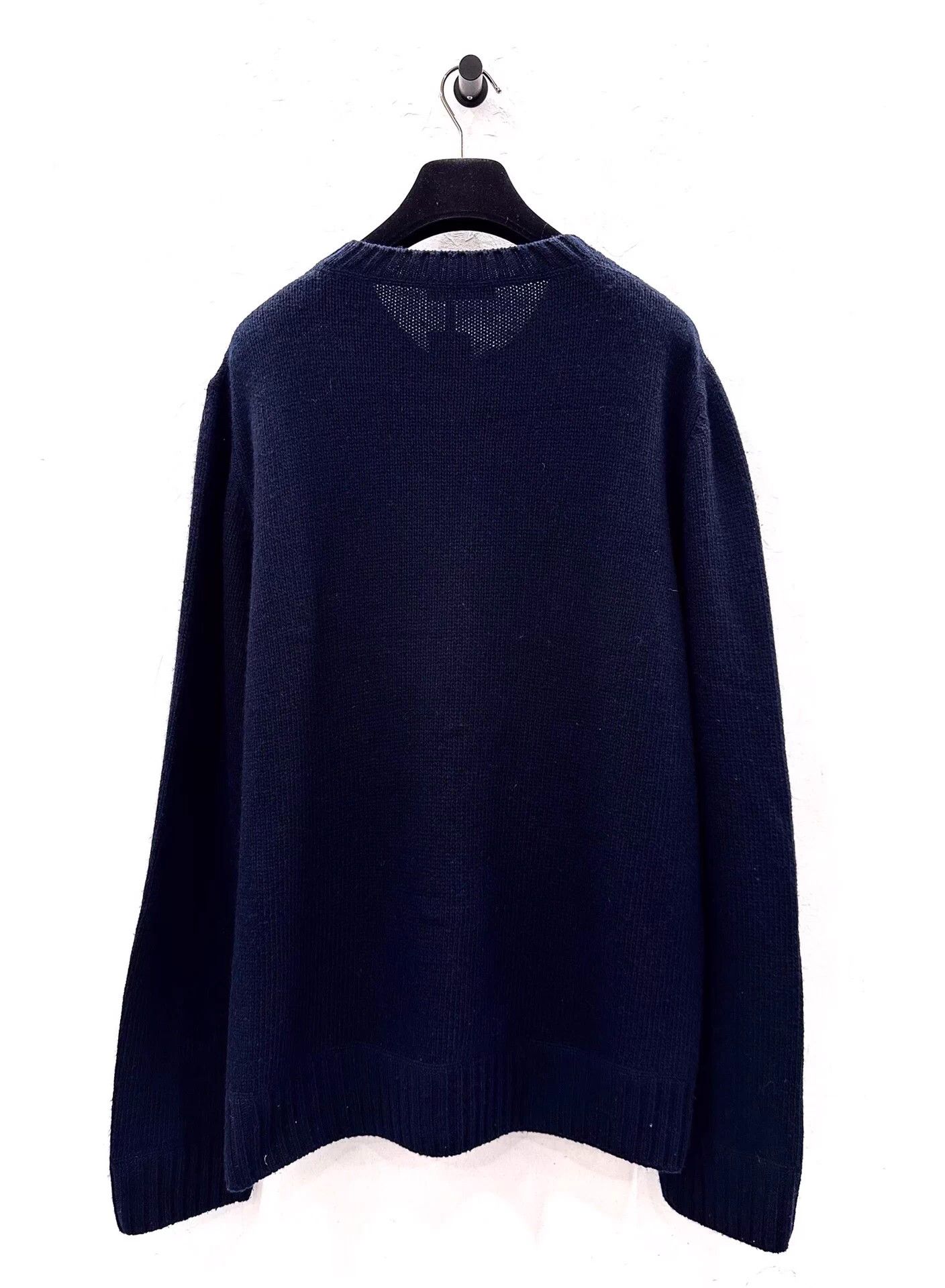 Prada Prada Men's Navy Blue Knit Sweater White Logo 52 New Size US L / EU 52-54 / 3 - 3 Thumbnail
