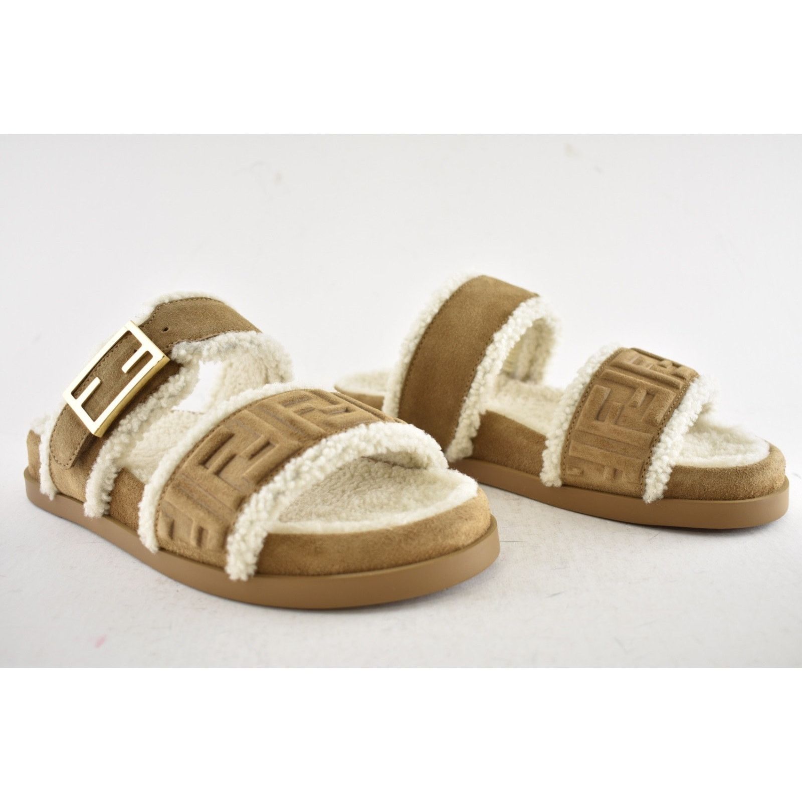 Fendi Fendi Feel Slide Shearling Bronze Monogram Mule Sandal 38 Size US 8 / IT 38 - 5 Thumbnail