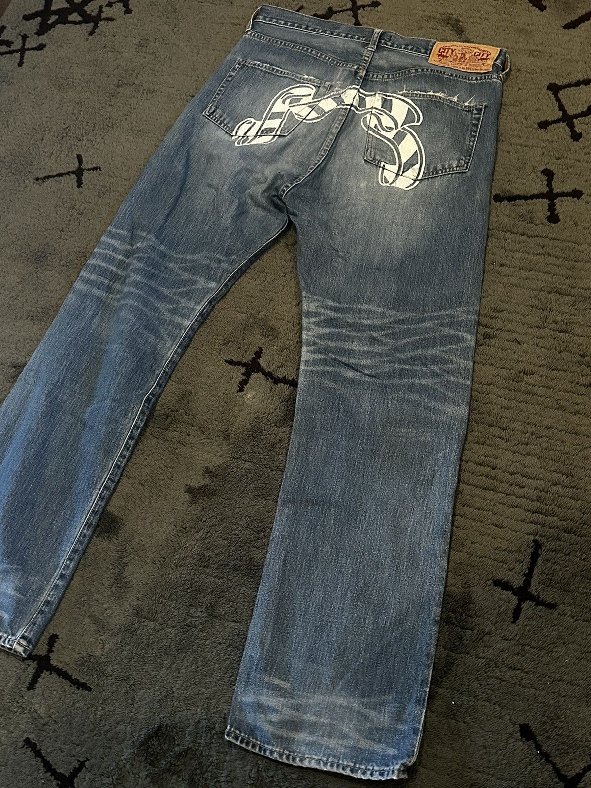 Bape Vintage Bape Baby Milo Store Sad Face Jeans Distressed Size US 34 / EU 50 - 3 Thumbnail