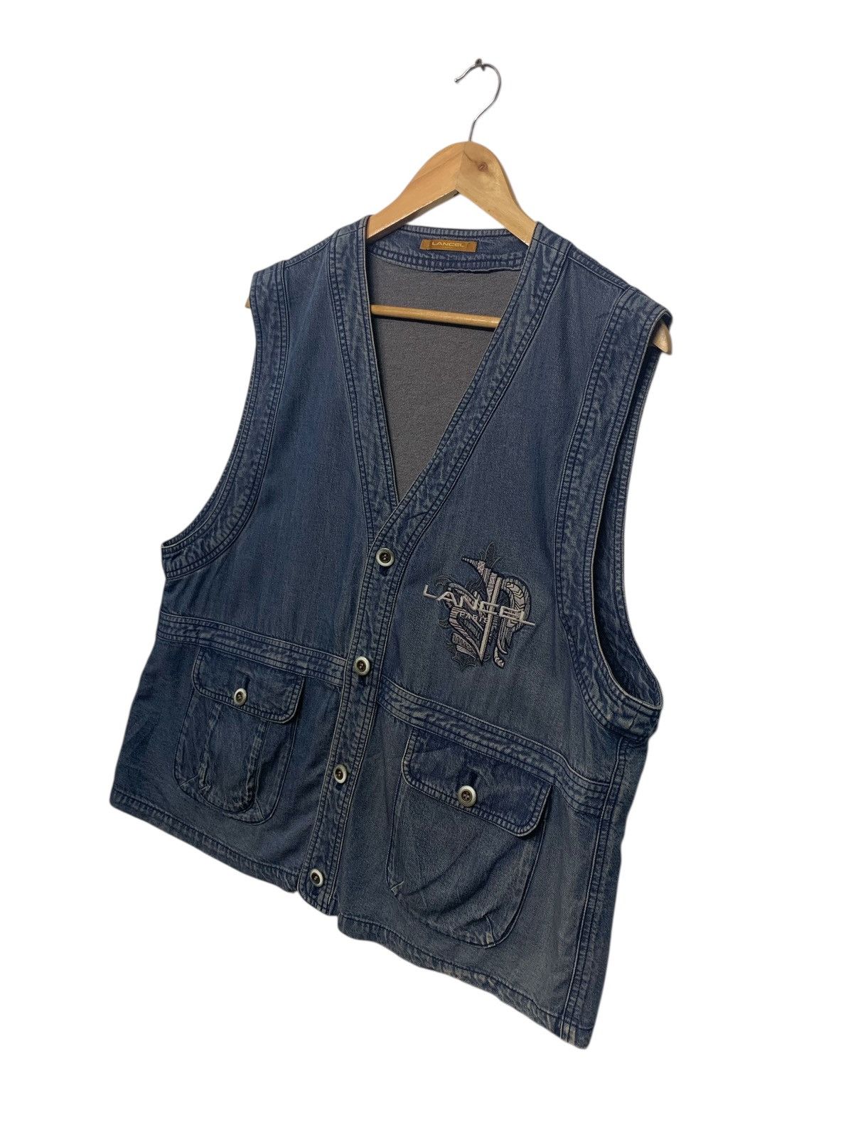 Lancel Vintage 90's Lancel Denim Vests Size US L / EU 52-54 / 3 - 2 Thumbnail