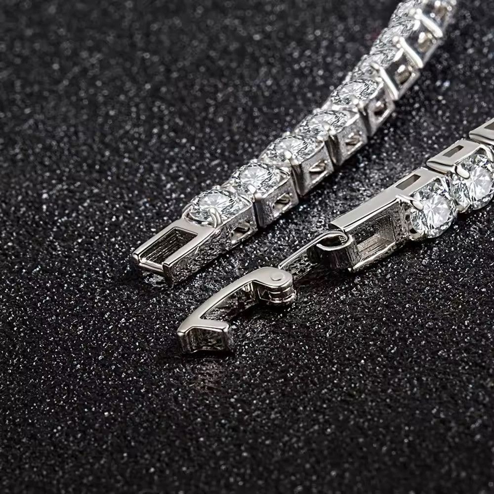 Jewelry S925 Sterling Silver Bracelet Zirconia Tennis Ball Size ONE SIZE - 3 Thumbnail