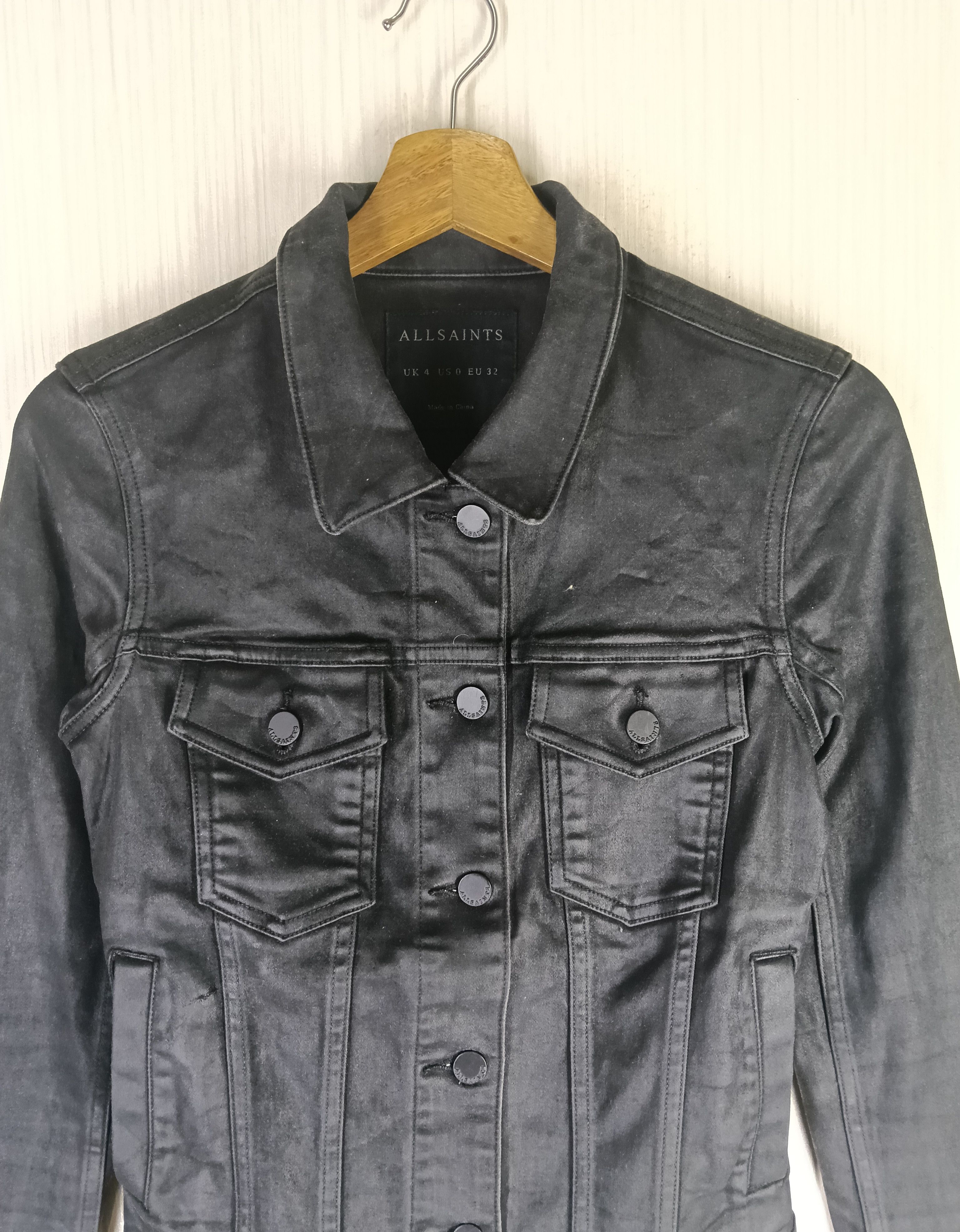 Allsaints Rare Allsaints Biker Black Denim Jacket Size US XS / EU 42 / 0 - 3 Thumbnail