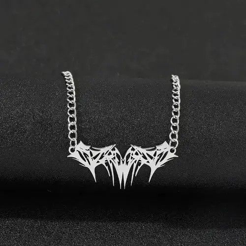 Jewelry Spike Graffiti Chain Necklace Punk Gothic Chrome Rock Venom Size ONE SIZE - 2 Thumbnail
