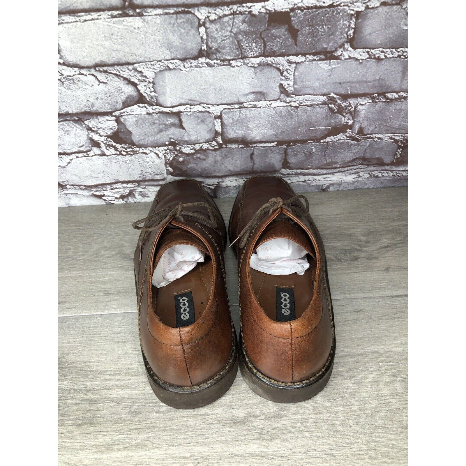 Ecco Ecco Vibram Gumlite Brown Leather Square Toe Oxfords Dress S Size US 12 / EU 45 - 6 Thumbnail