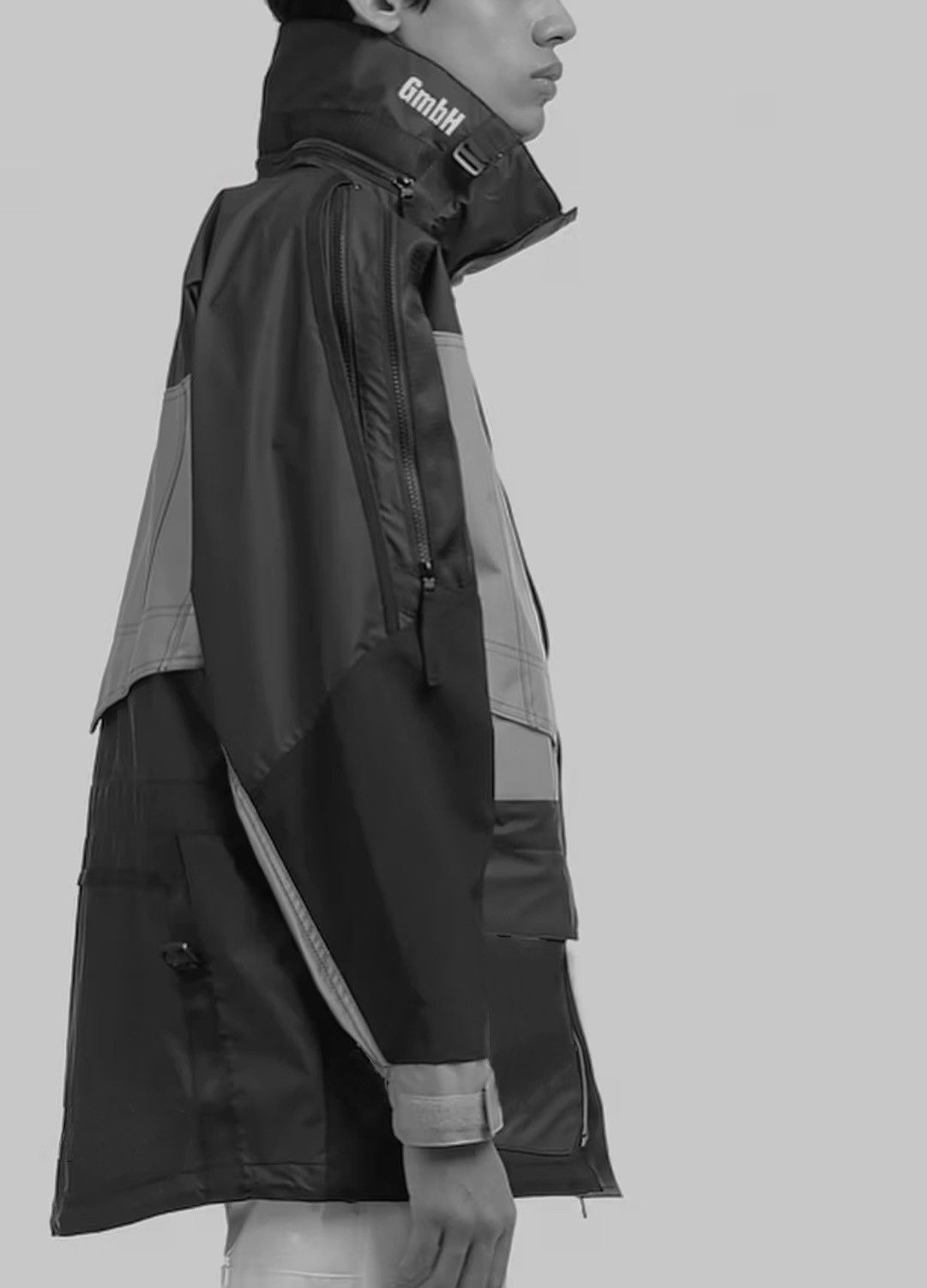 image of Gmbh x Helly Hansen 2018 Runway Jeenu Anorak Coat Jacket in Grey, Men's (Size Large)