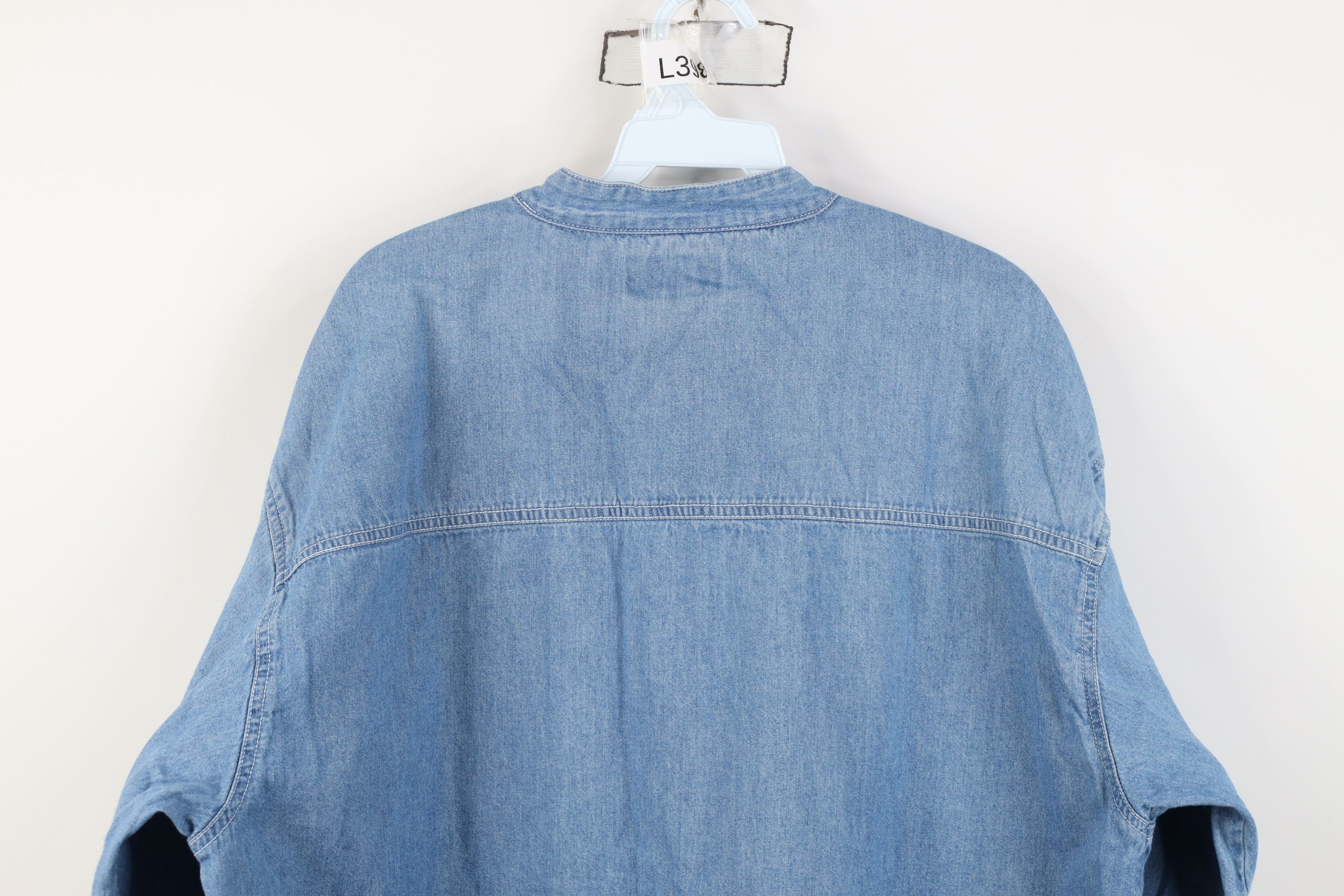 Vintage Vintage 90s Streetwear Band Collared Denim Jean Button Shirt Size US L / EU 52-54 / 3 - 13 Thumbnail
