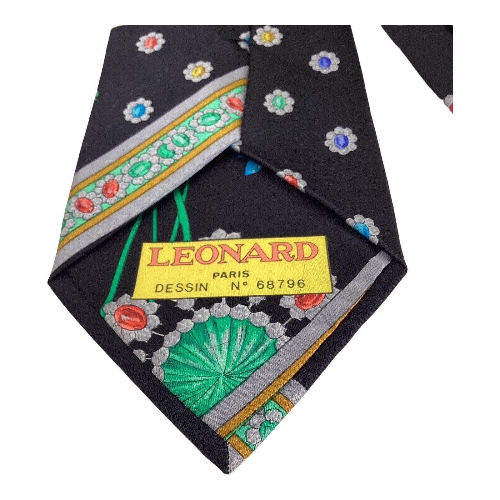 Leonard Paris LEONARD PARIS Black Flower & Jewellery Print Luxury Silk Tie Size ONE SIZE - 4 Thumbnail