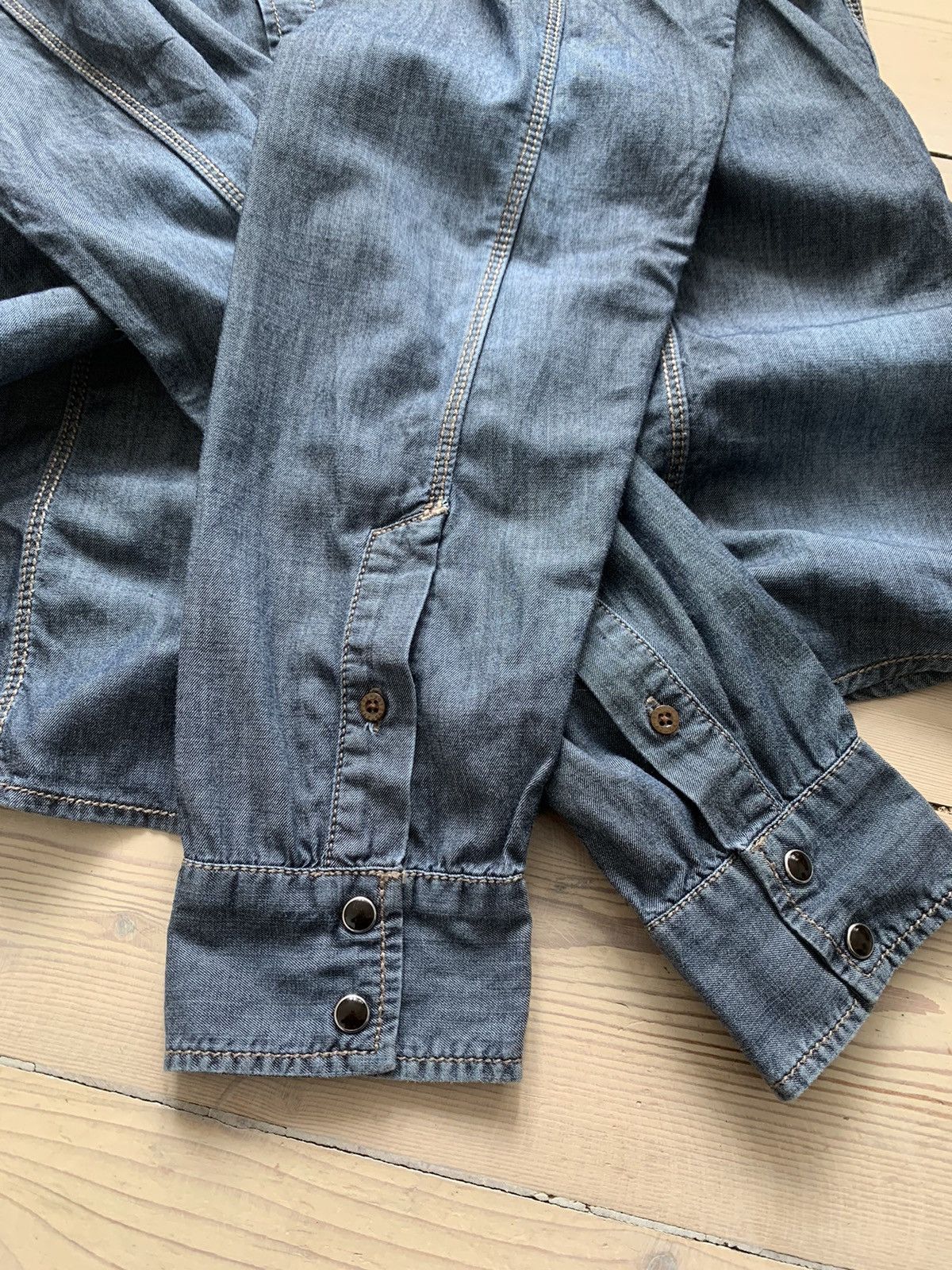 Designer × Japanese Brand 291295 Homme button up light blue denim western shirt Size US M / EU 48-50 / 2 - 2 Thumbnail