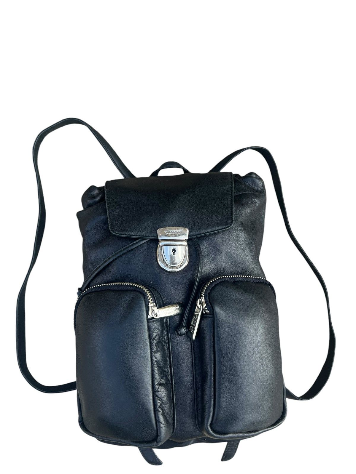 Leather Vintage 90s UCOB Patina Black Leather Cargo Backpack Bag Size ONE SIZE - 8 Thumbnail