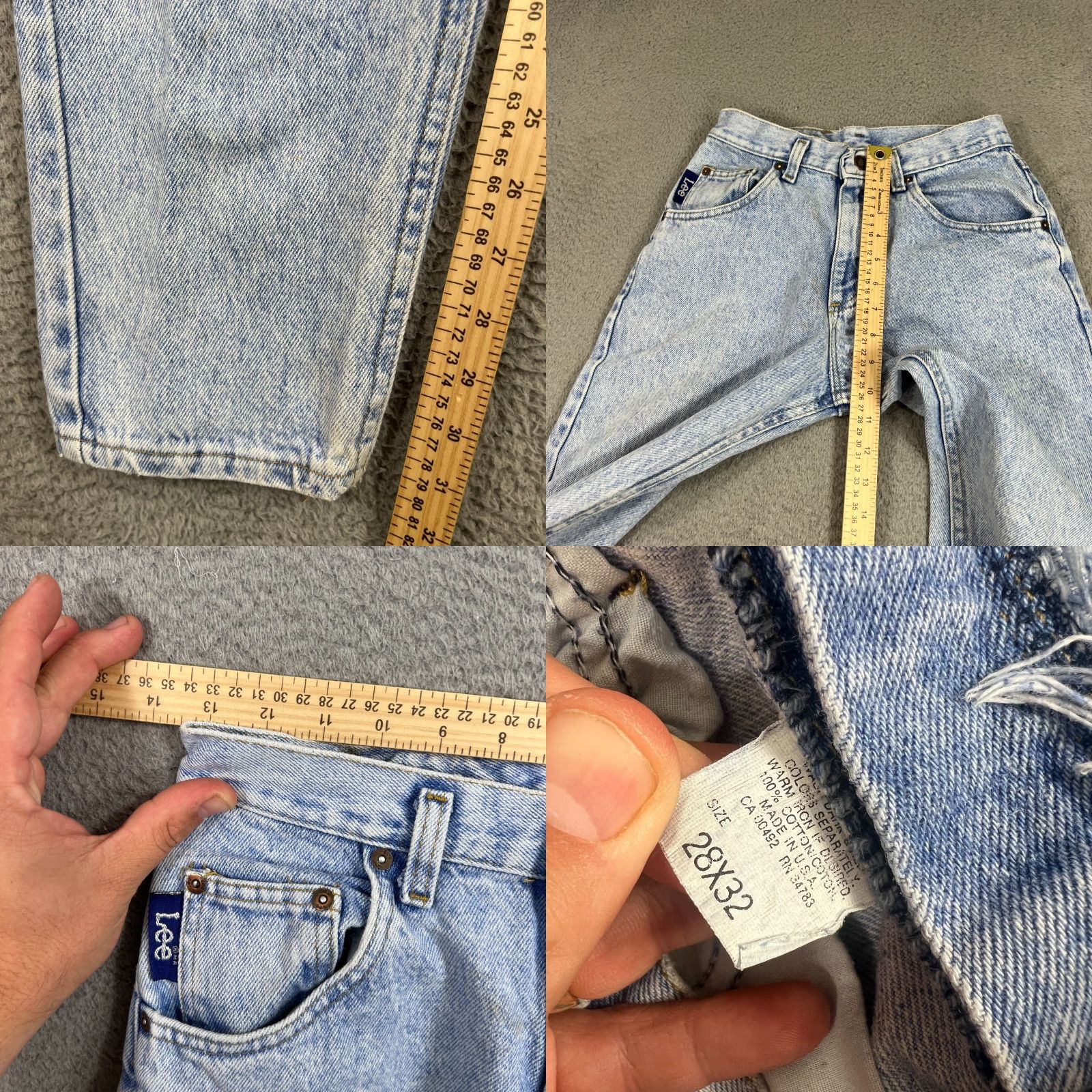 Lee VINTAGE Lee Jeans Stone Wash Distressed 28x32 Unisex Adults Blue 80s 90s USA Mens Womens Size 28" / US 6 / IT 42 - 8 Thumbnail