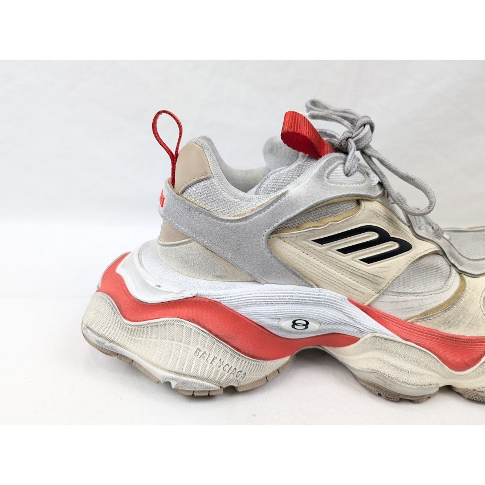 Balenciaga o1rshd1 Cargo Suede Low-Top Sneakers in Beige/Grey/Red Size US 10 / EU 43 - 4 Thumbnail