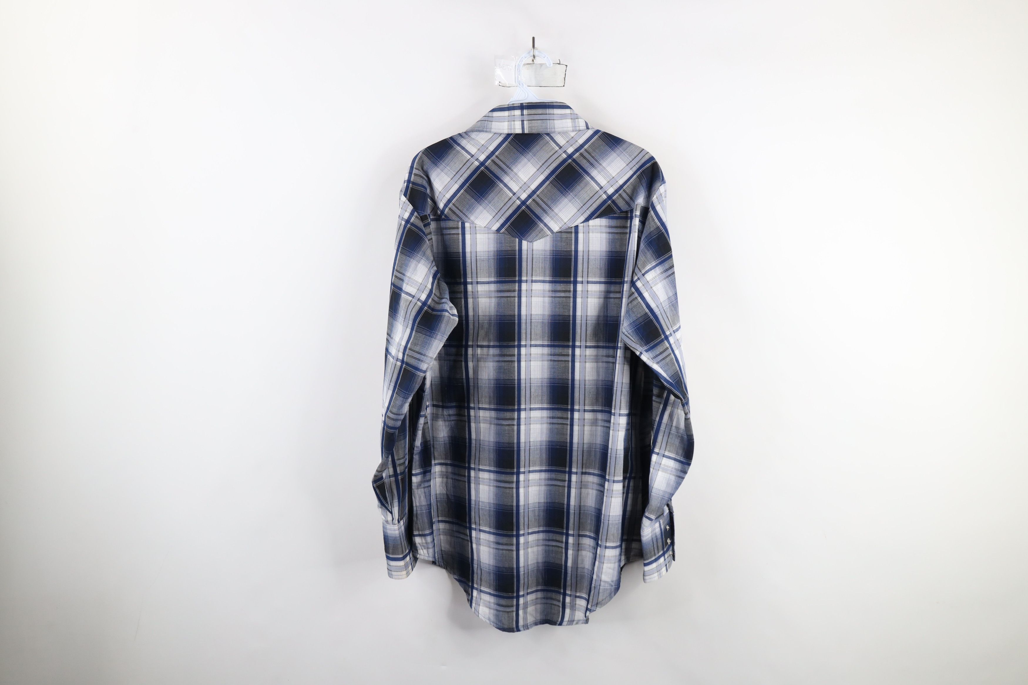 Vintage Vintage 90s Rockabilly Cowboy Snap Button Shirt Blue Plaid Size US M / EU 48-50 / 2 - 13 Thumbnail