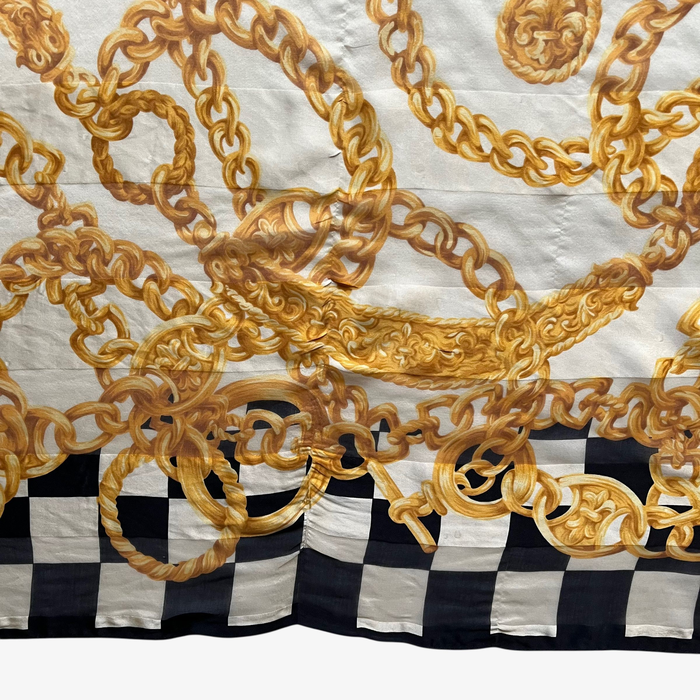 Balenciaga Vintage 90s Balenciaga Chain Medallion Checkered Silk Scarf Size ONE SIZE - 5 Thumbnail