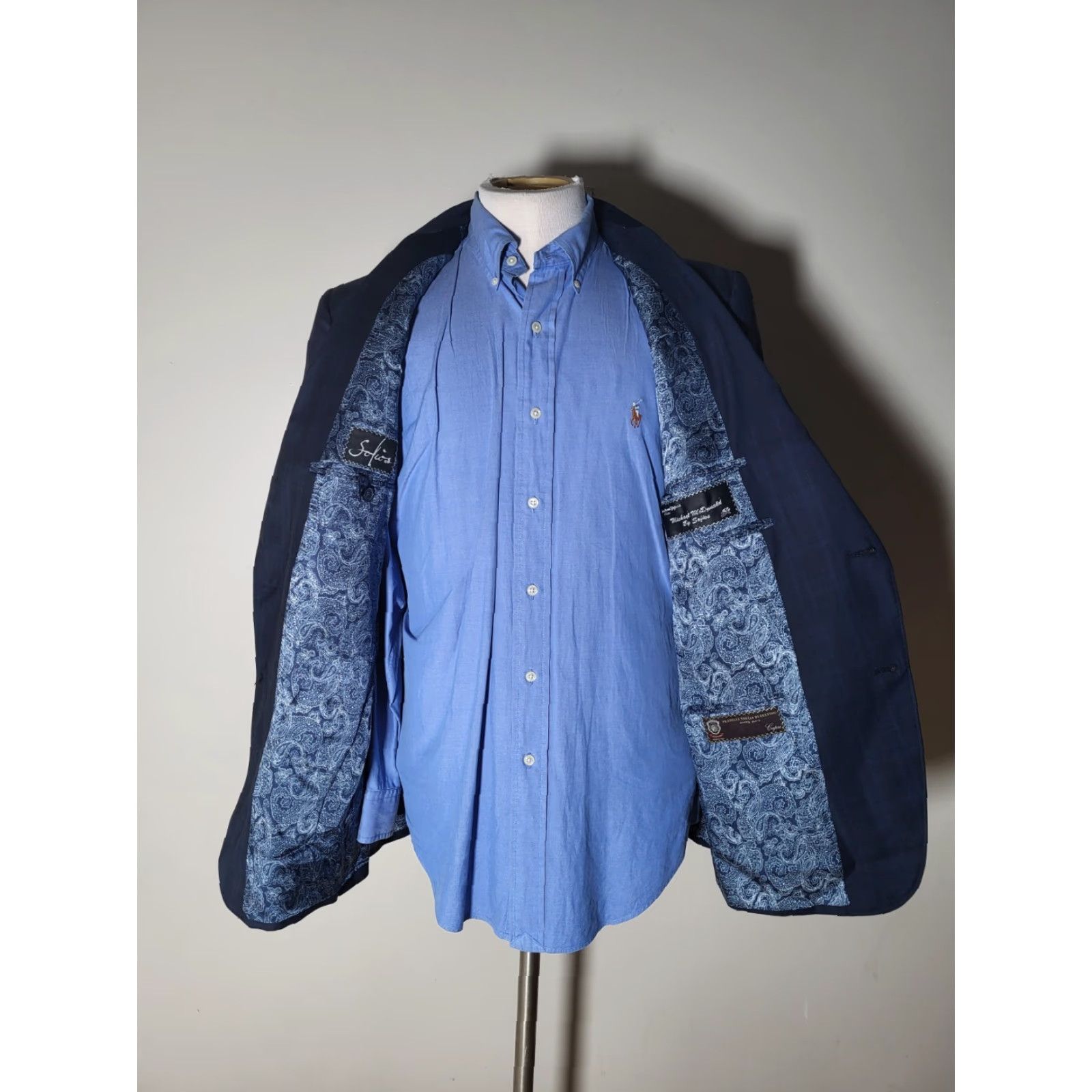 Vintage Sofias 42S Wool Plaid Sport Coat Jacket - Blue, Notch Lapel, Two Button, Full Canvas, Double-Vented, Fully Lined, Four-Season, Regular Fit, Mens, 42 Size US XS / EU 42 / 0 - 5 Thumbnail