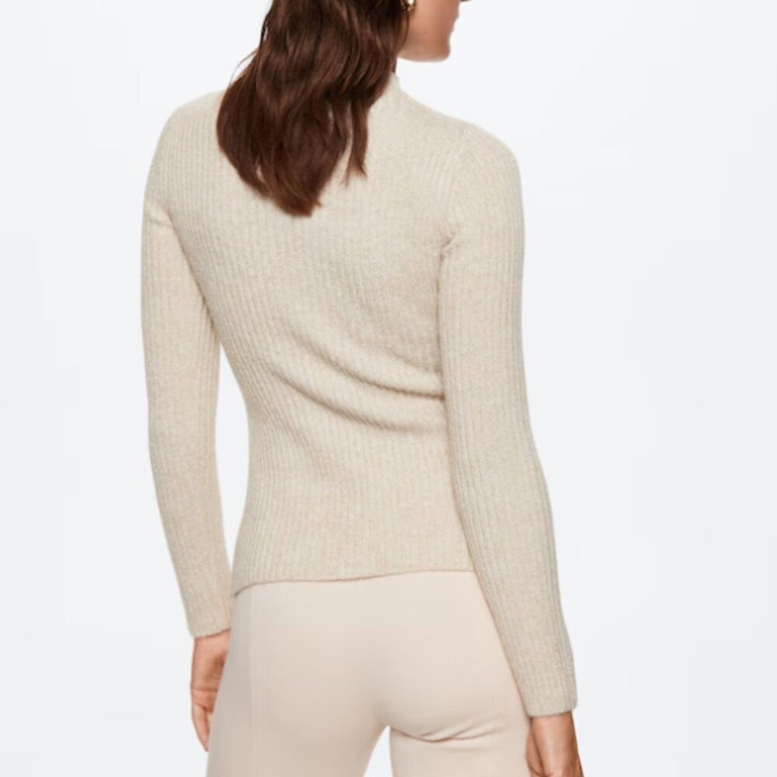 Mango Mango Shiny Ribbed Light Pastel Grey Sweater NWT Plus 1XL Size XXL / US 16-18 / IT 52-54 - 4 Thumbnail
