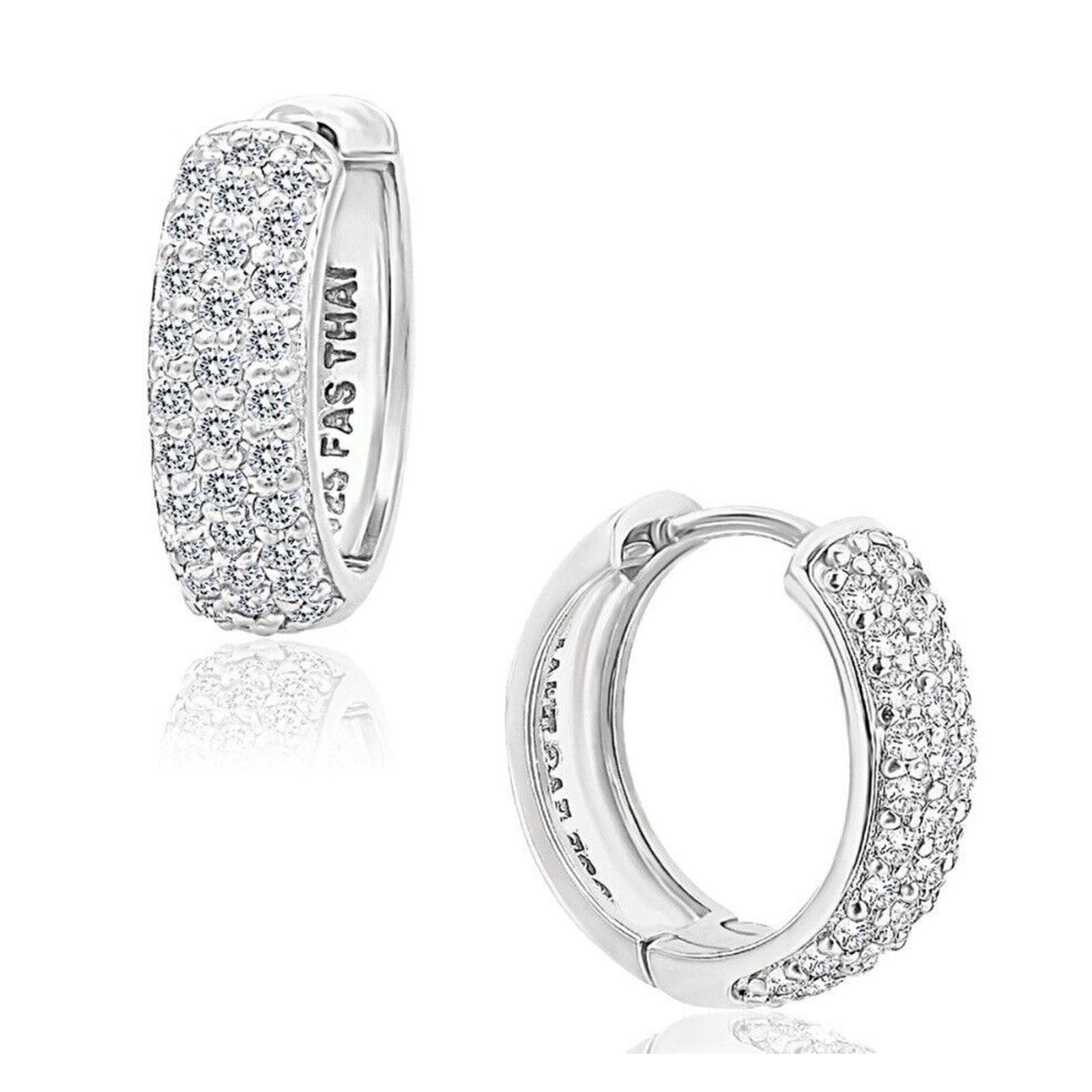 image of Giani Bernini 925 Cz Huggie Hoop Earrings Sterling Silver, Women's