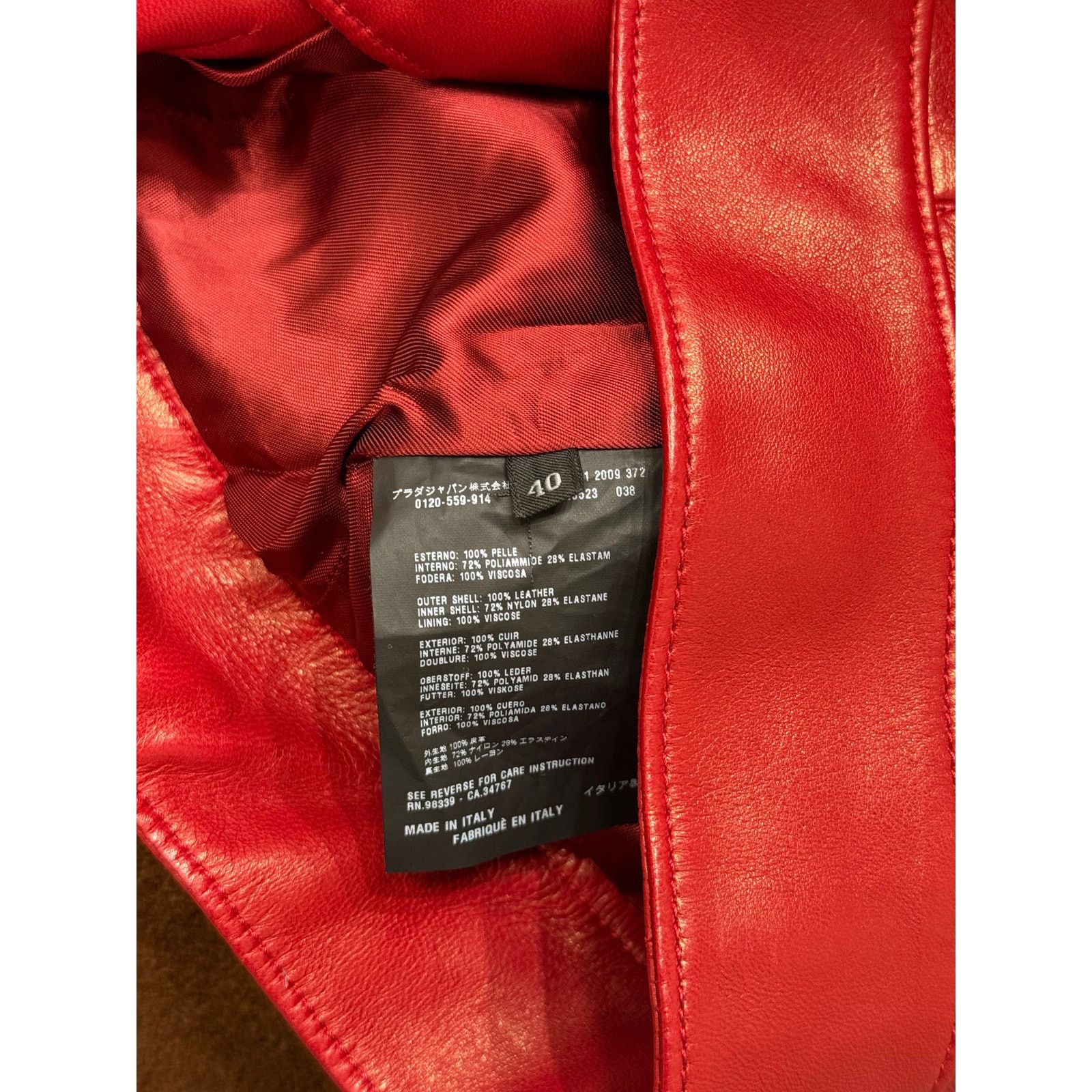 Prada 2000s Prada red biker leather jacket Size US S / EU 44-46 / 1 - 6 Thumbnail