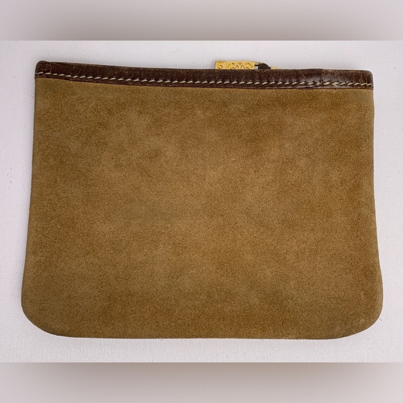 Loewe Loewe Tan Camel Suede Zip Pouch Size ONE SIZE - 5 Thumbnail
