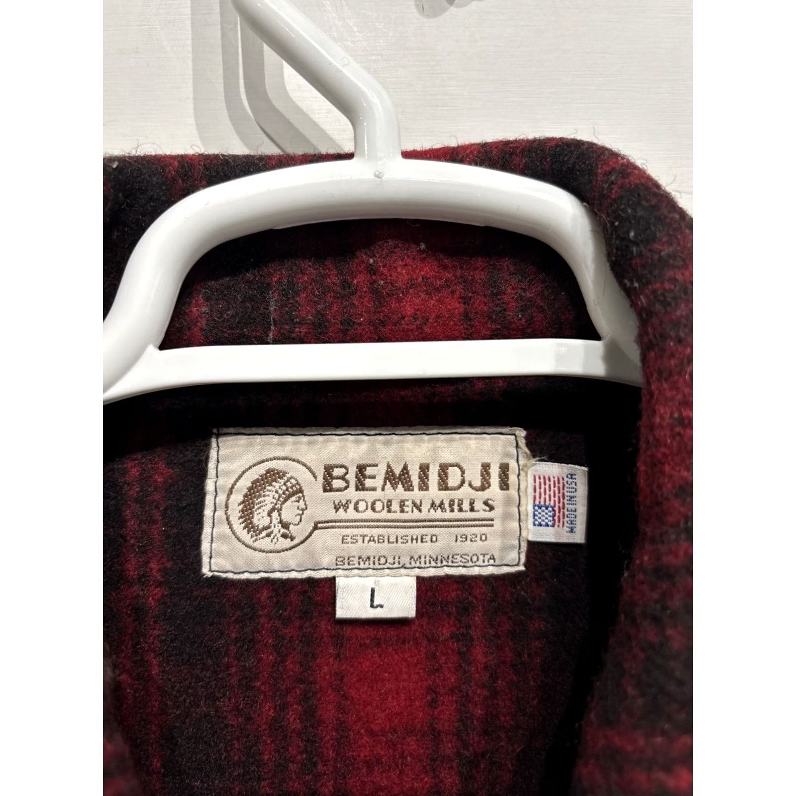 Vintage VINTAGE Bemidji Woolen Mills USA Plaid 100% Wool Shacket Coat Jacket Mens Large Red Size US L / EU 52-54 / 3 - 3 Thumbnail