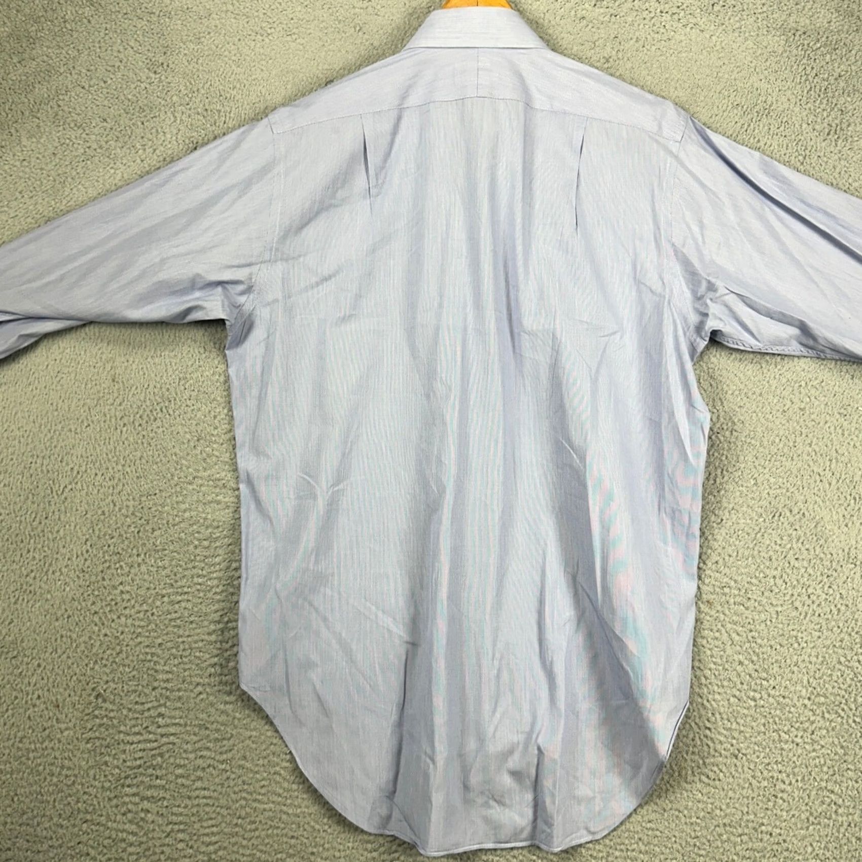 Vintage VINTAGE T.M. Lewin Shirtmakers Dress Shirt Mens 16.5-33 Blue White Stripe Button Up Plaid Cotton Spandex Long Sleeve Blue Mens Shirt Size 46R - 4 Thumbnail