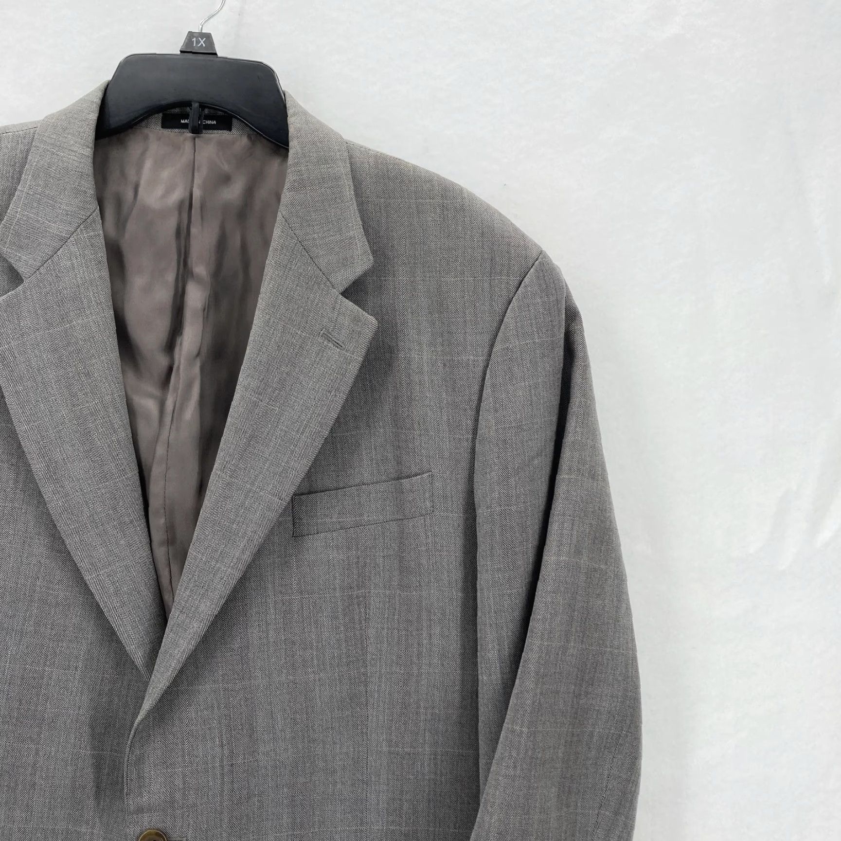Ralph Lauren VINTAGE Lauren Ralph Lauren Blazer Mens 46L Gray Plaid Wool Two-Button LRL Sport Coat Dressy Formal Wedding Biz Mens Size 46R - 2 Thumbnail