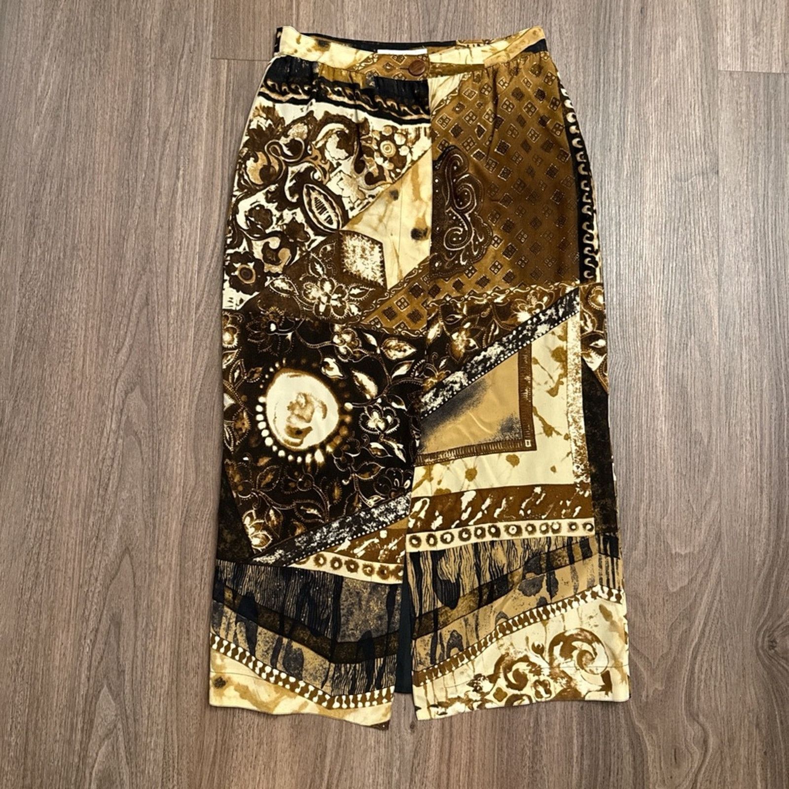 Max Mara Max mara Elegant Patchwork brown, and tan button front skirt Size 30" / US 8 / IT 44 - 1 Thumbnail
