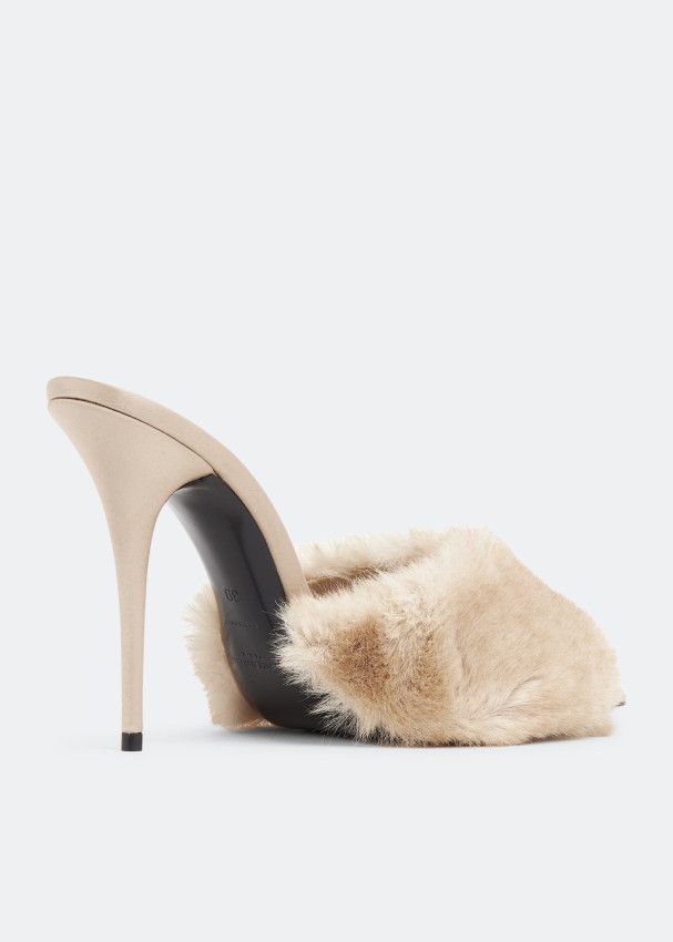 Saint Laurent Paris o1tp1o1224 La 16 Heeled Mules In Animal Free Fur in Beige Size US 9 / IT 39 - 3 Thumbnail