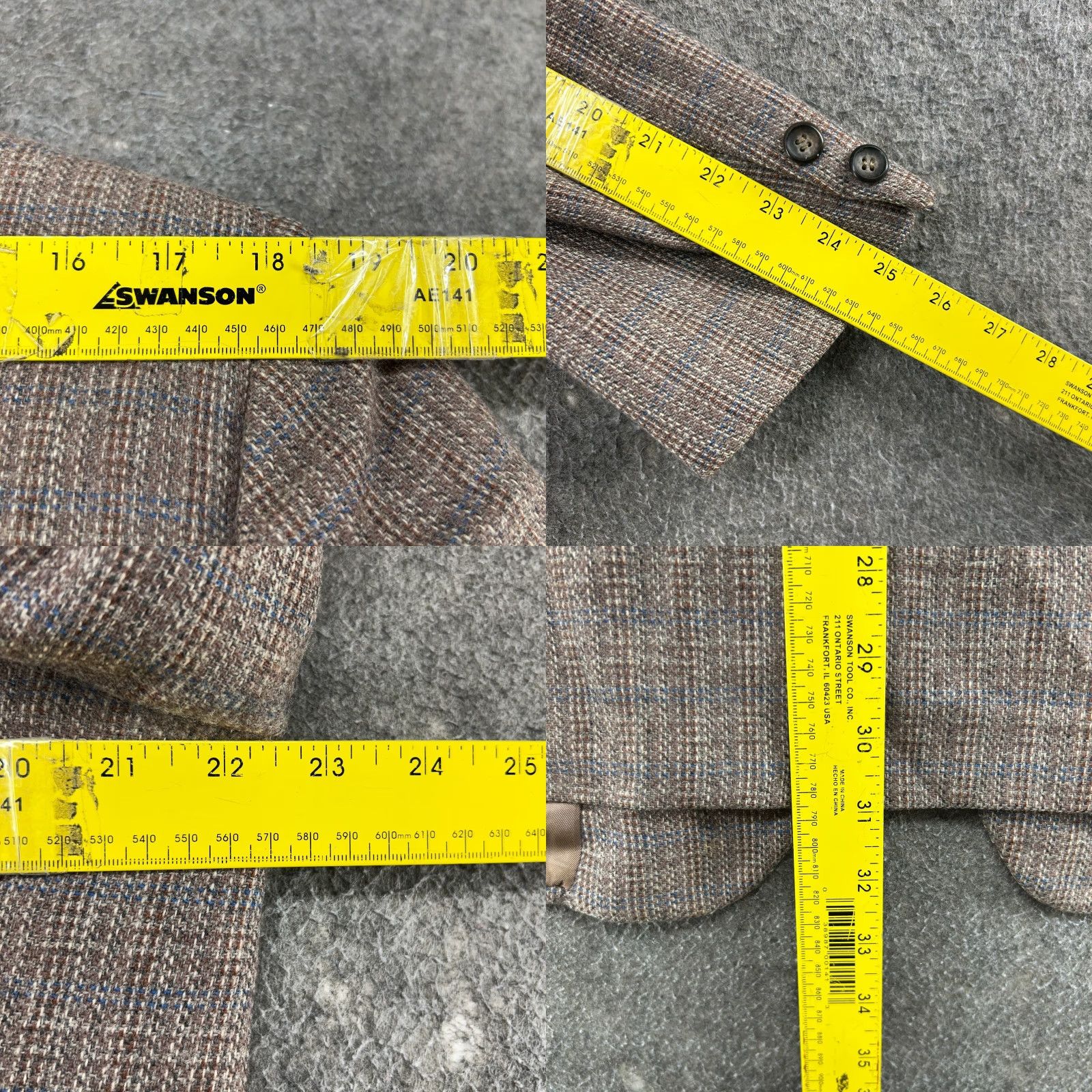 Vintage VINTAGE 60s Miller Brown Plaid Wool Blazer Coat 2 Piece Single-Breasted Notch Lapel Chest 44 Regular Mens Defective Holes 90s Sports Jacket Weathered Size 44R - 9 Thumbnail