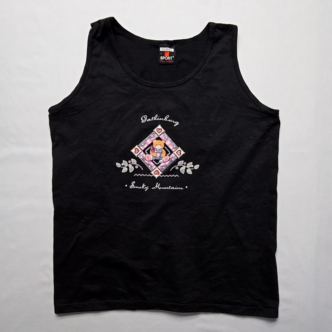 Signal Sport × Vintage Vintage Gatlinburg Smoky Mountains Teddy Bear Black Tank Top Size L / US 10 / IT 46 - 1 Thumbnail