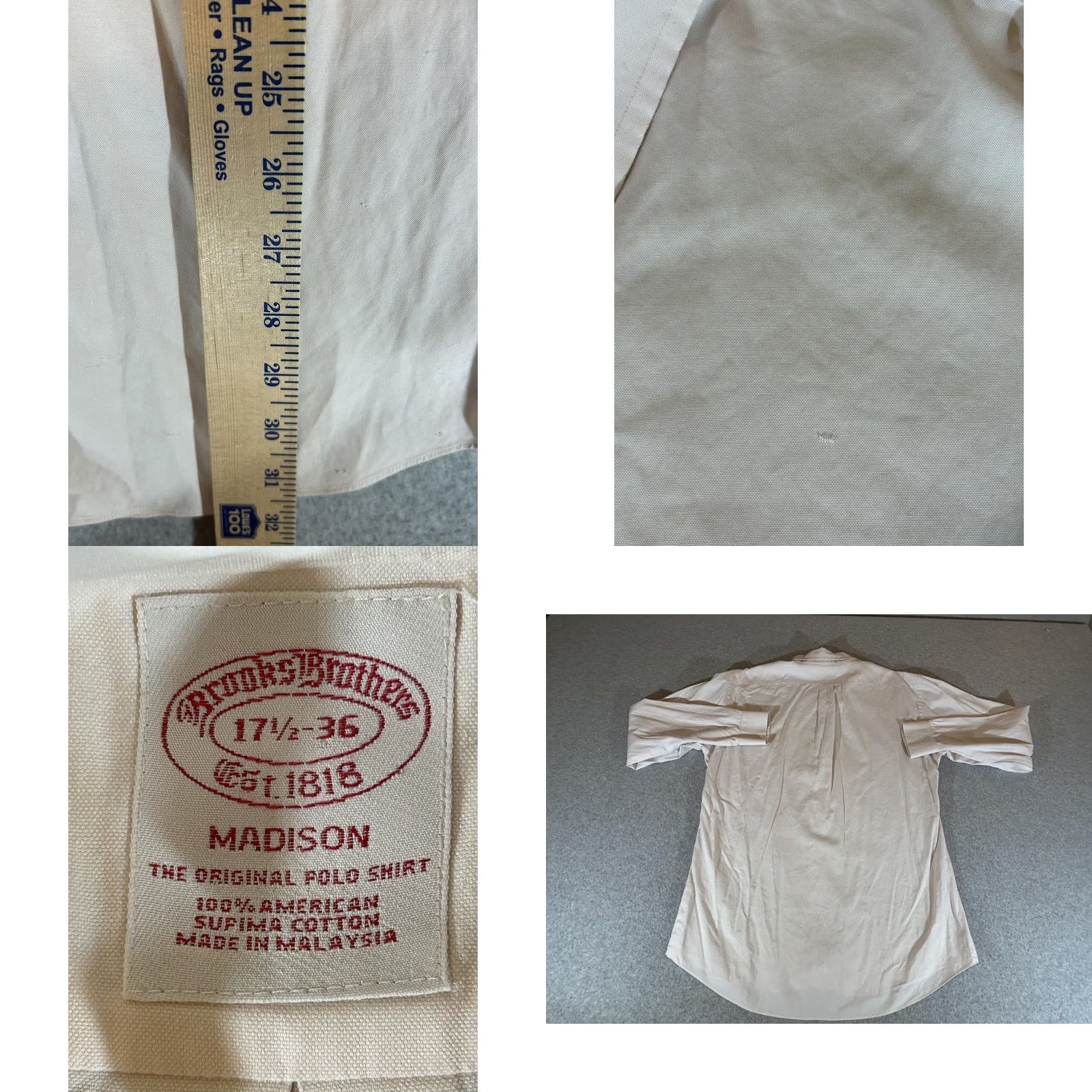 Brooks Brothers Brooks Brothers Shirt Men XL Beige Madison Long Sleeve Button Formal Office 17.5 36/37 100% Cotton Dress Shirt Button-Down Collar Mens Size 48R - 8 Thumbnail