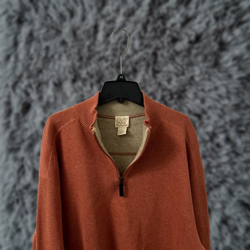 Vintage Jos A Bank 1/4 Zip Mens L Orange Knit Sweater Sweatshirt Long Sleeve Size US L / EU 52-54 / 3 - 1 Thumbnail