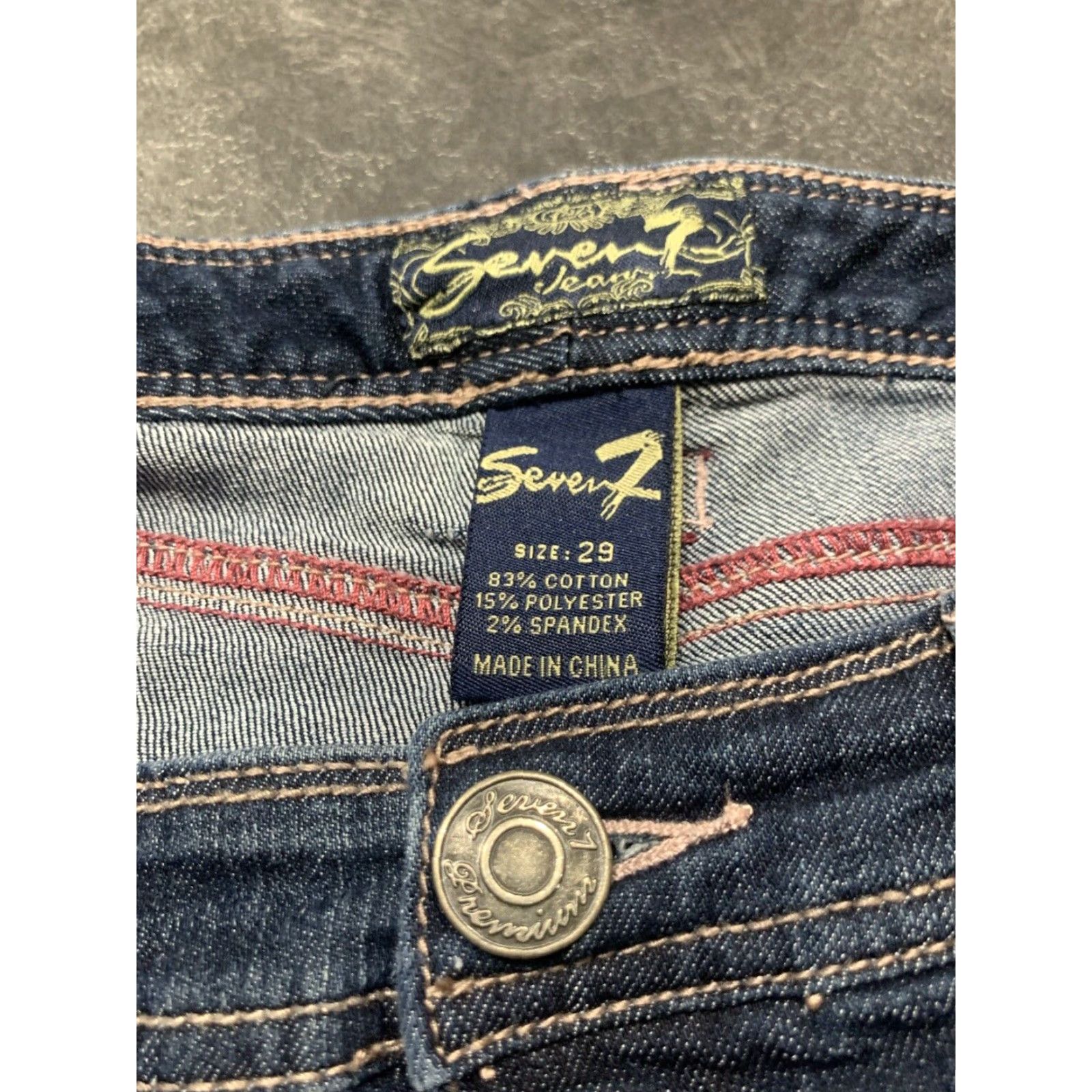 Vintage SEVEN 7 Women's Stretch Blue Capri Jeans Size 29 Low Rise Size 29" - 6 Thumbnail