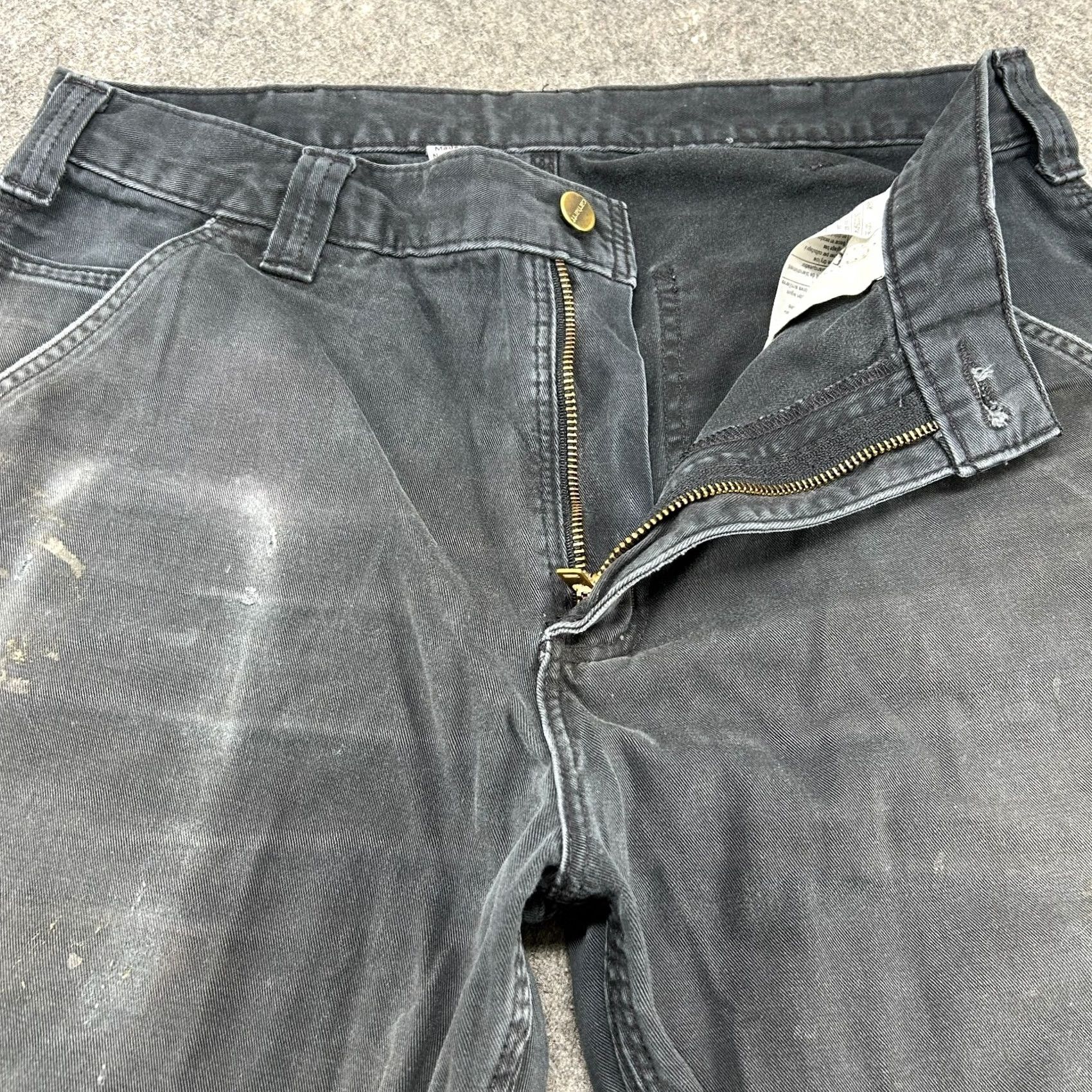 Carhartt Carhartt Pants Men 33x34 Black Carpenter Relaxed Straight Cotton Distressed Workwear Casual"} Size US 33 - 2 Thumbnail