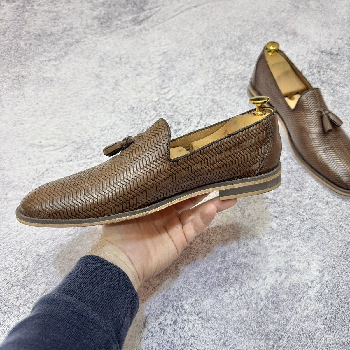 Designer × NAVYBOOT Navyboot Brown Leather Tassel Loafers US9 UK8 EU42 27cm Size US 9 / EU 42 - 5 Thumbnail