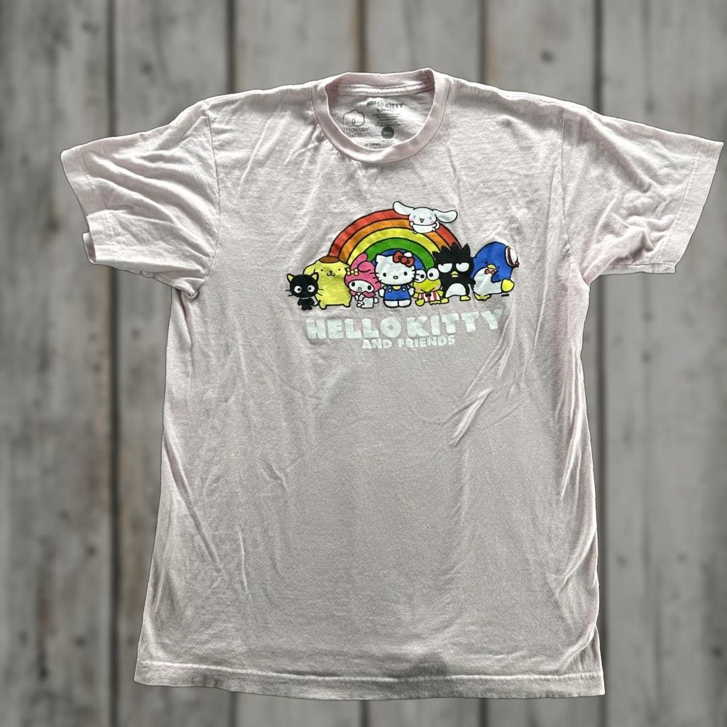 Vintage Hello Kitty And Friends Shirt Mens Medium Pink Rainbow Graphic Sanrio Tee Size US M / EU 48-50 / 2 - 1 Thumbnail