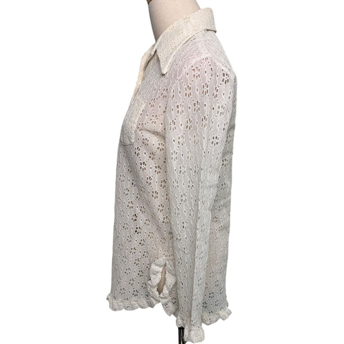 Vintage Vintage 70s Daisy lace ruffle hem wide collar blouse M Size M / US 6-8 / IT 42-44 - 3 Thumbnail