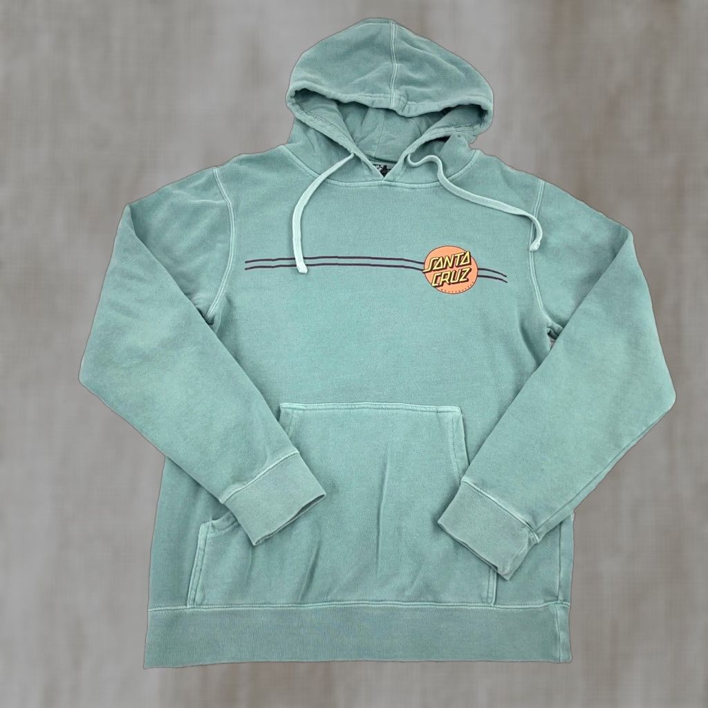 Vintage Santa Cruz Hoodie Men S Blue Sweatshirt Teal Logo Embroidered Pullover Knitted Fleece Pockets Hooded Regular Size S Shirt Size US S / EU 44-46 / 1 - 1 Thumbnail