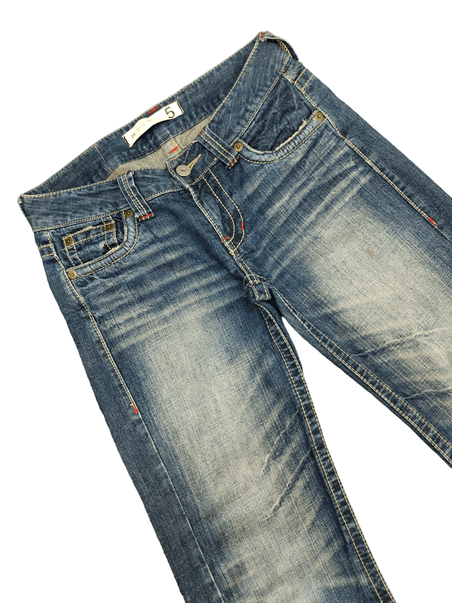 Le Grande Bleu (L.G.B.) Flare Jeans 5 Japan Distress Faded Low Rise Boot Cut Y2k Goa Size US 28 / EU 44 - 5 Thumbnail