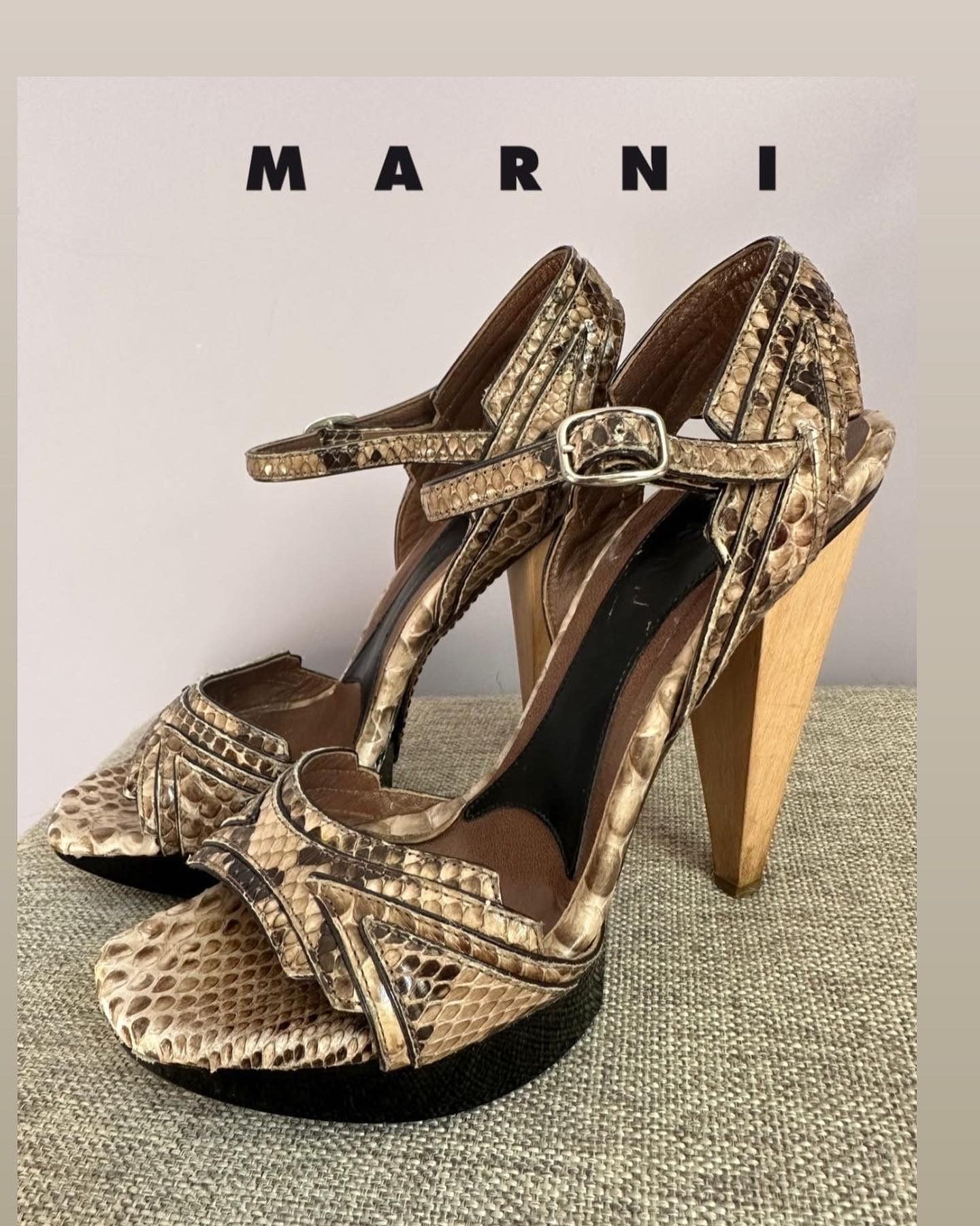 Marni Exotic pyton sandals Marni heels Size US 6 / IT 36 - 1 Thumbnail