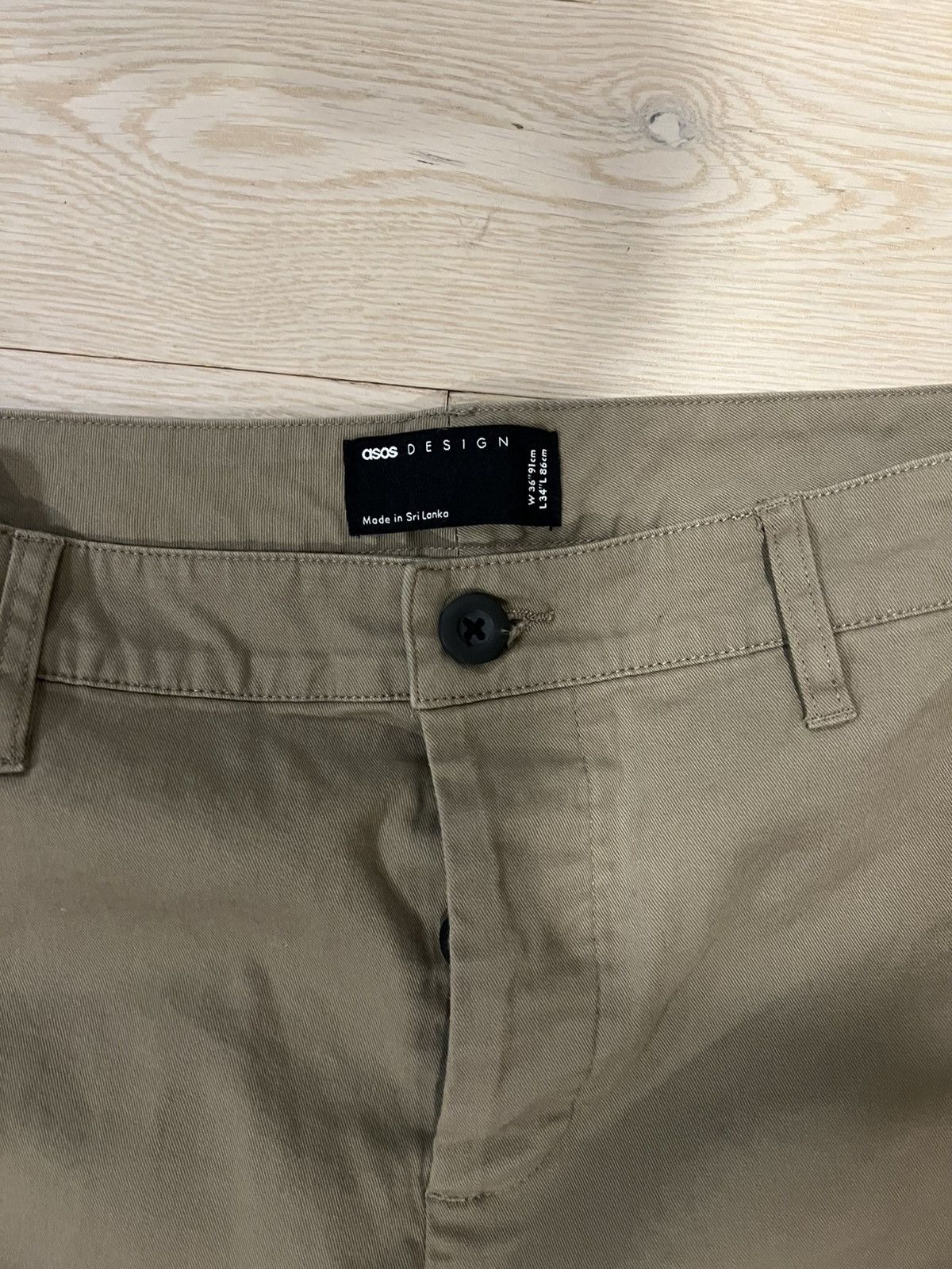 Asos ASOS DESIGN Men’s Khaki Chino Pants Sz 36x34 Slim Fit Size US 36 / EU 52 - 3 Thumbnail