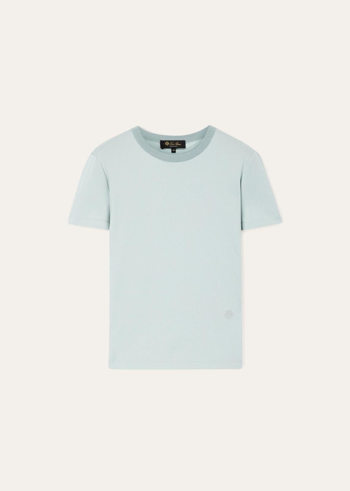 Loro Piana o1srvl11e0824 Crewneck Short Sleeve T-Shirt in Light Blue Size M / US 6-8 / IT 42-44 - 1 Thumbnail