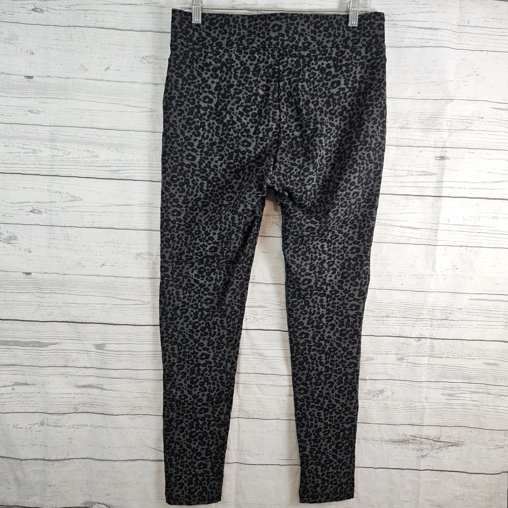 Loft LOFT Ann Taylor Womens Ponte Knit Ankle Pants Sz M Black Gray Animal Print 27in Inseam Size 32" / US 10 / IT 46 - 3 Thumbnail