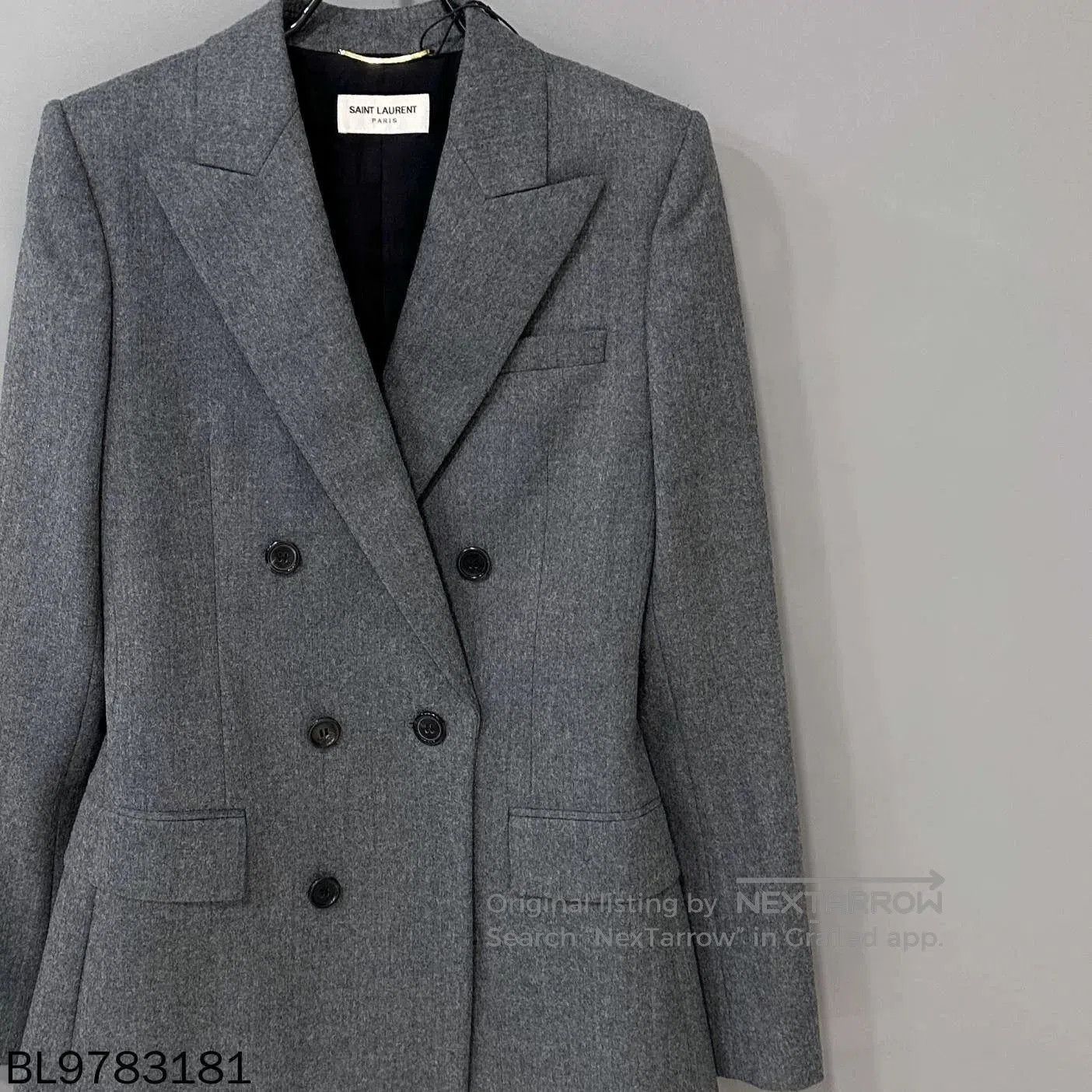 Saint Laurent Paris Saint Laurent Gray Peak Lapel Blazer. Size XS / US 0-2 / IT 36-38 - 1 Thumbnail