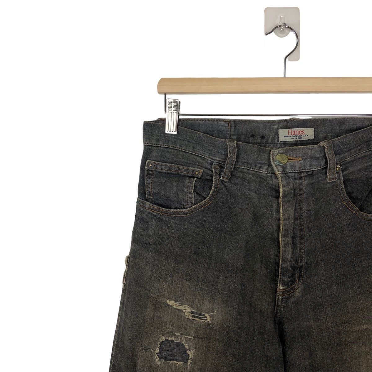Japanese Brand VINTAGE PUNK JEANS DISTRESSE DESIGN HANES INSPIRE UNDERCOVER Size US 30 / EU 46 - 5 Thumbnail