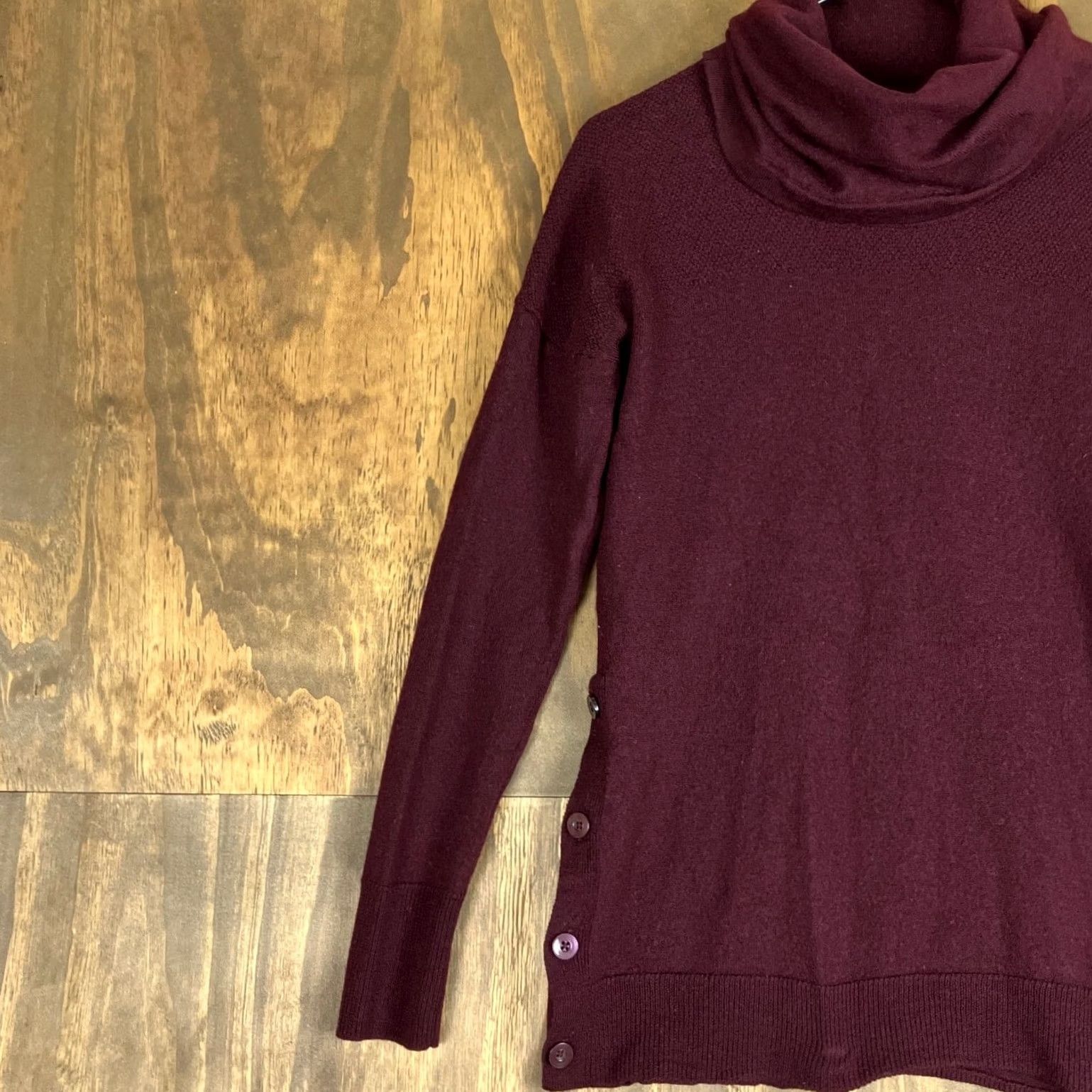 Vintage Adrienne Vittadini Sweater Burgundy Mock Neck Merino Wool S Women Pullover KnIT Solid Long Sleeve Regular Knit Style Casual Workwear Cardigan? Size S / US 4 / IT 40 - 4 Thumbnail