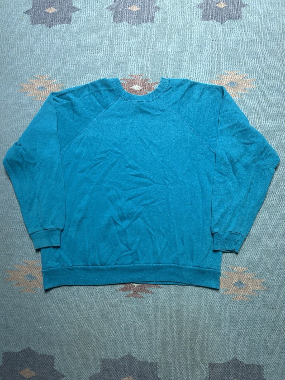 Vintage Vtg 80 crewneck sweatshirt tultex blank teal turquoise large Size US L / EU 52-54 / 3 - 6 Thumbnail