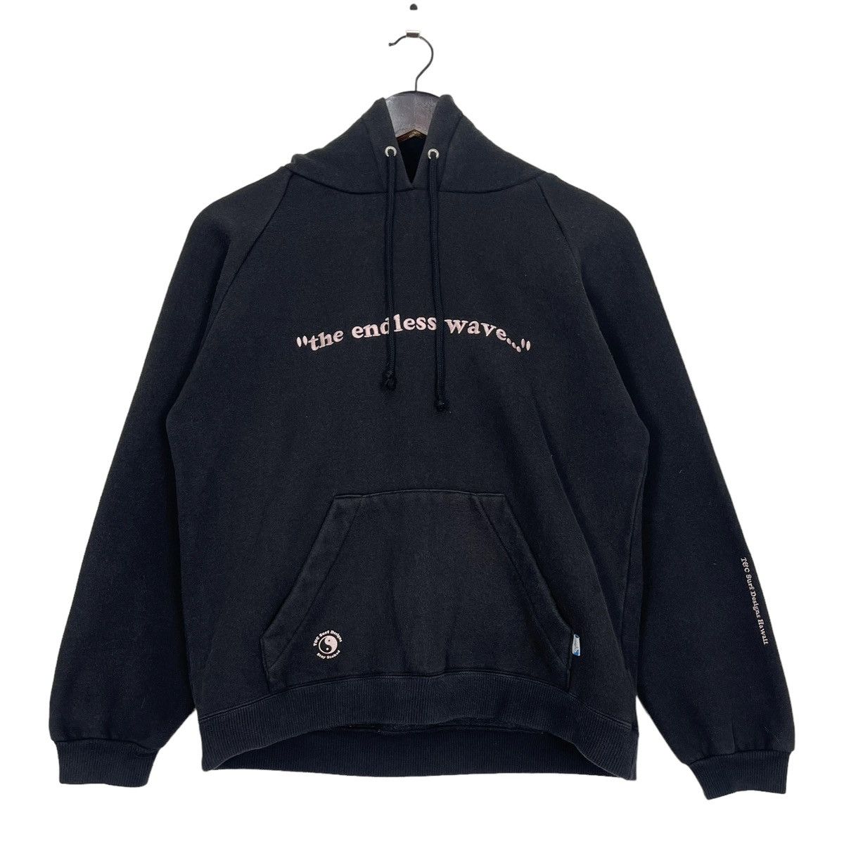 image of Surf Style x Vintage 90's Vintage Embroidered T&c Surf Design Hoodie in Black, Men's (Size Medium)
