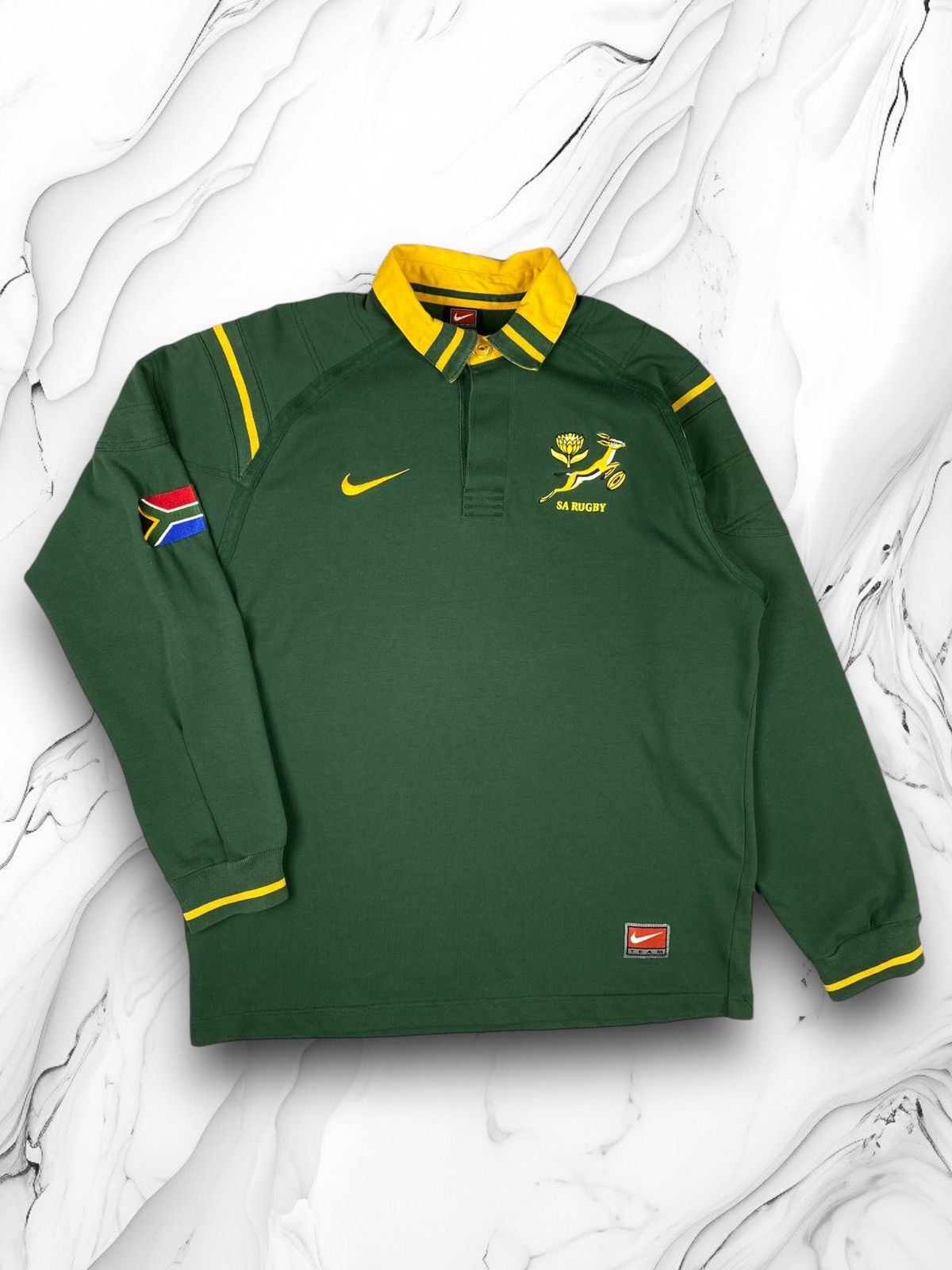 Pre-owned Nike X Vintage 90's Nike Sa South Africa Rugby Polo In Green
